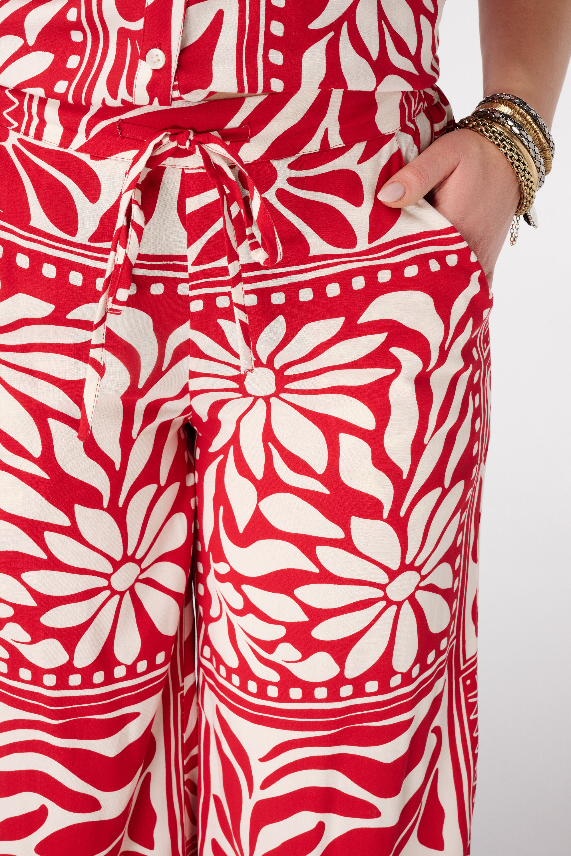 Wide leg broek met print image number 4