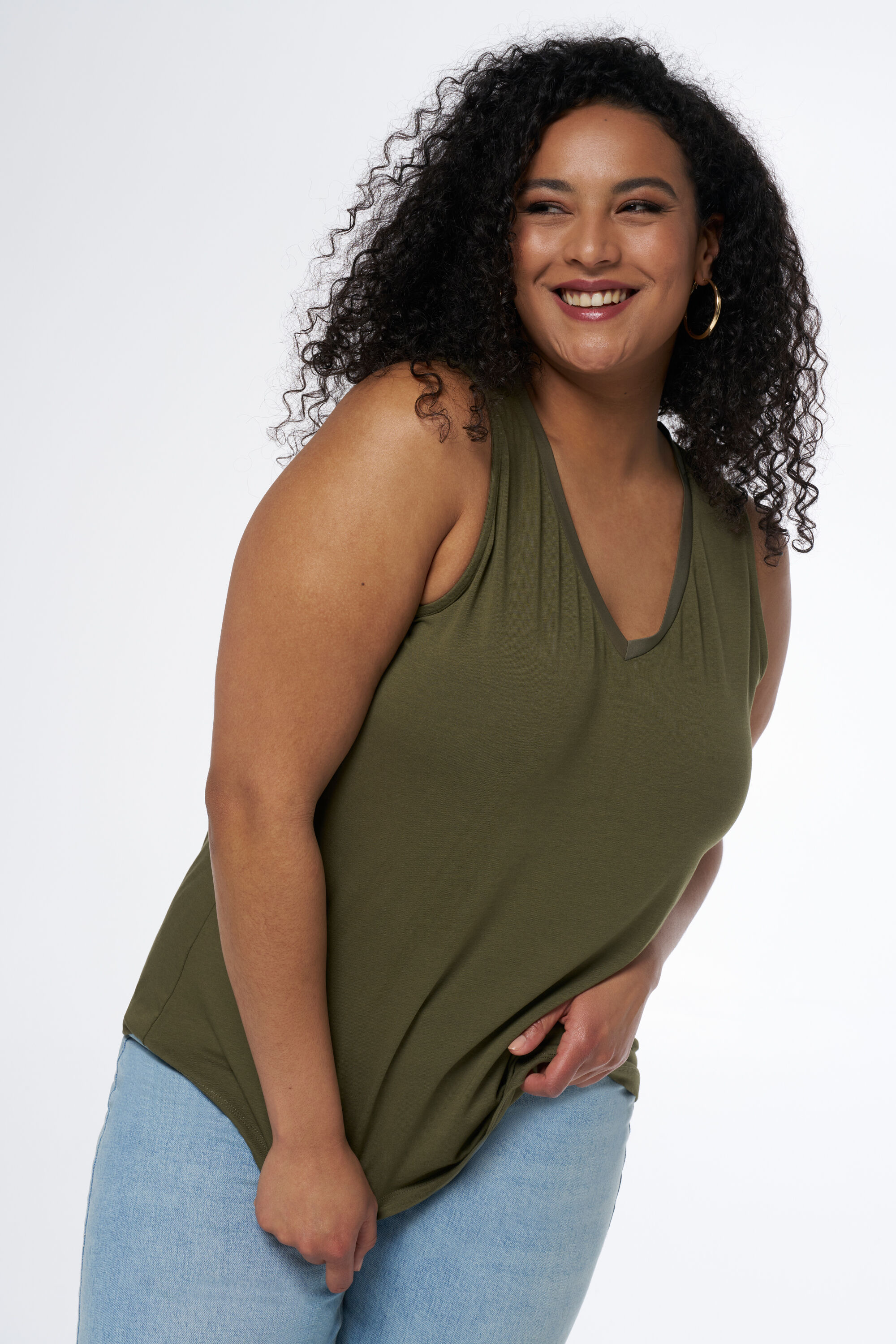 Mouwloze top met V-hals image number 5