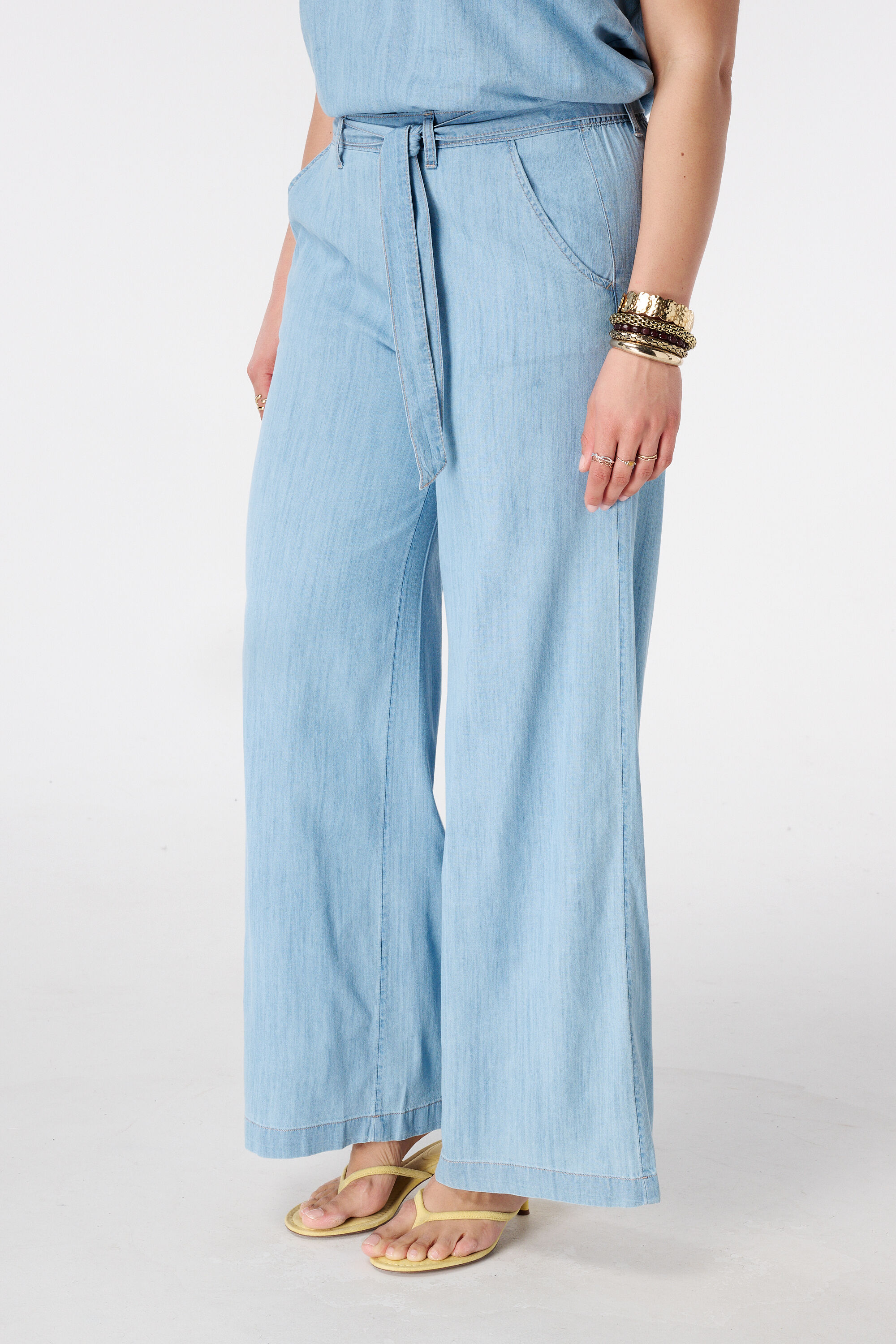 Wide leg denim broek image number 5