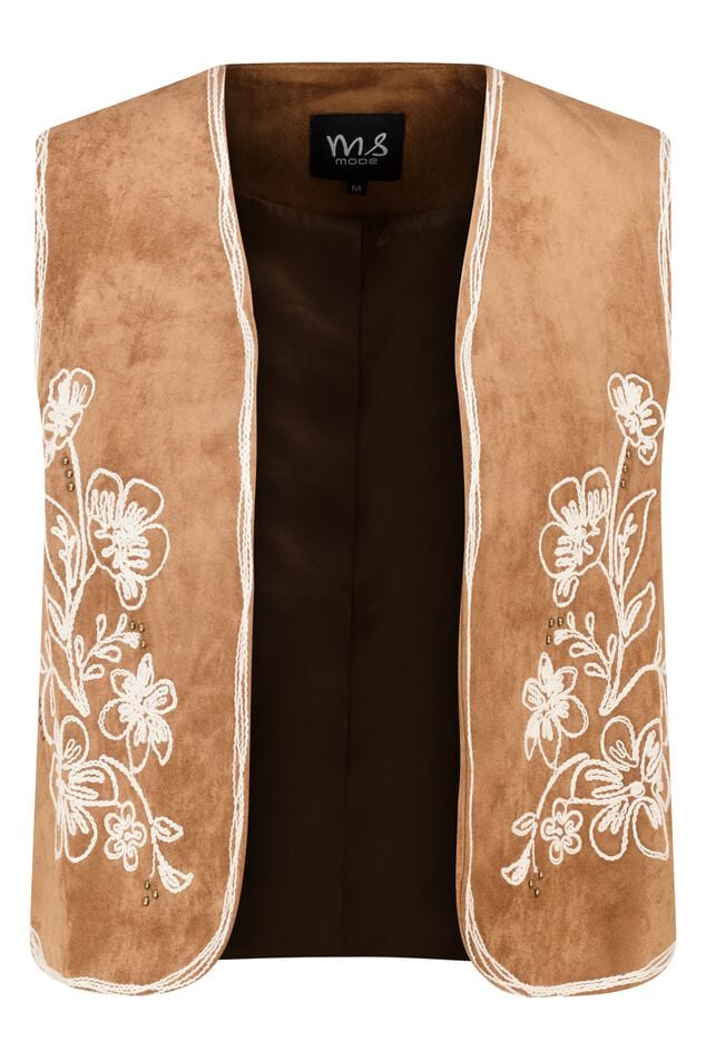 Gilet in suède look met broderie image number 1