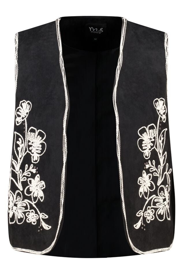 Gilet in suède look met broderie image number 1
