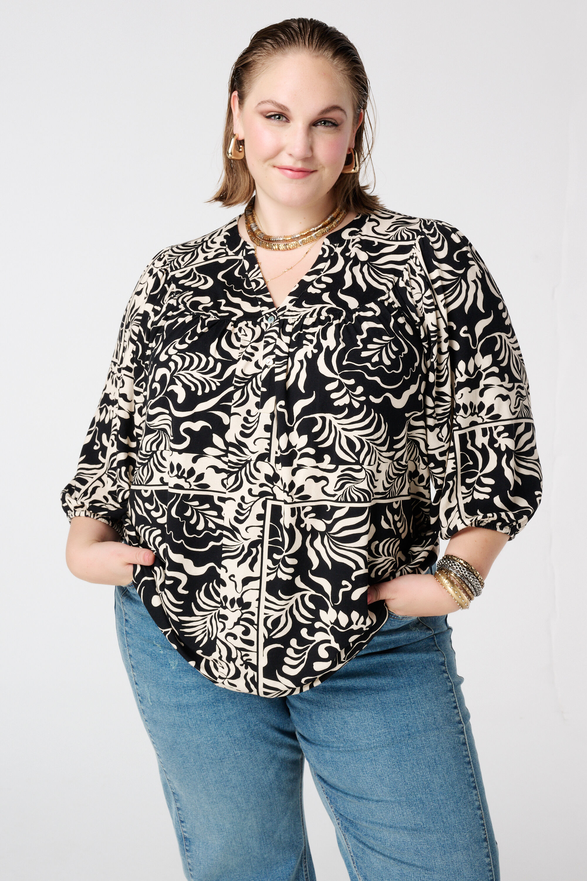 Jersey top met print