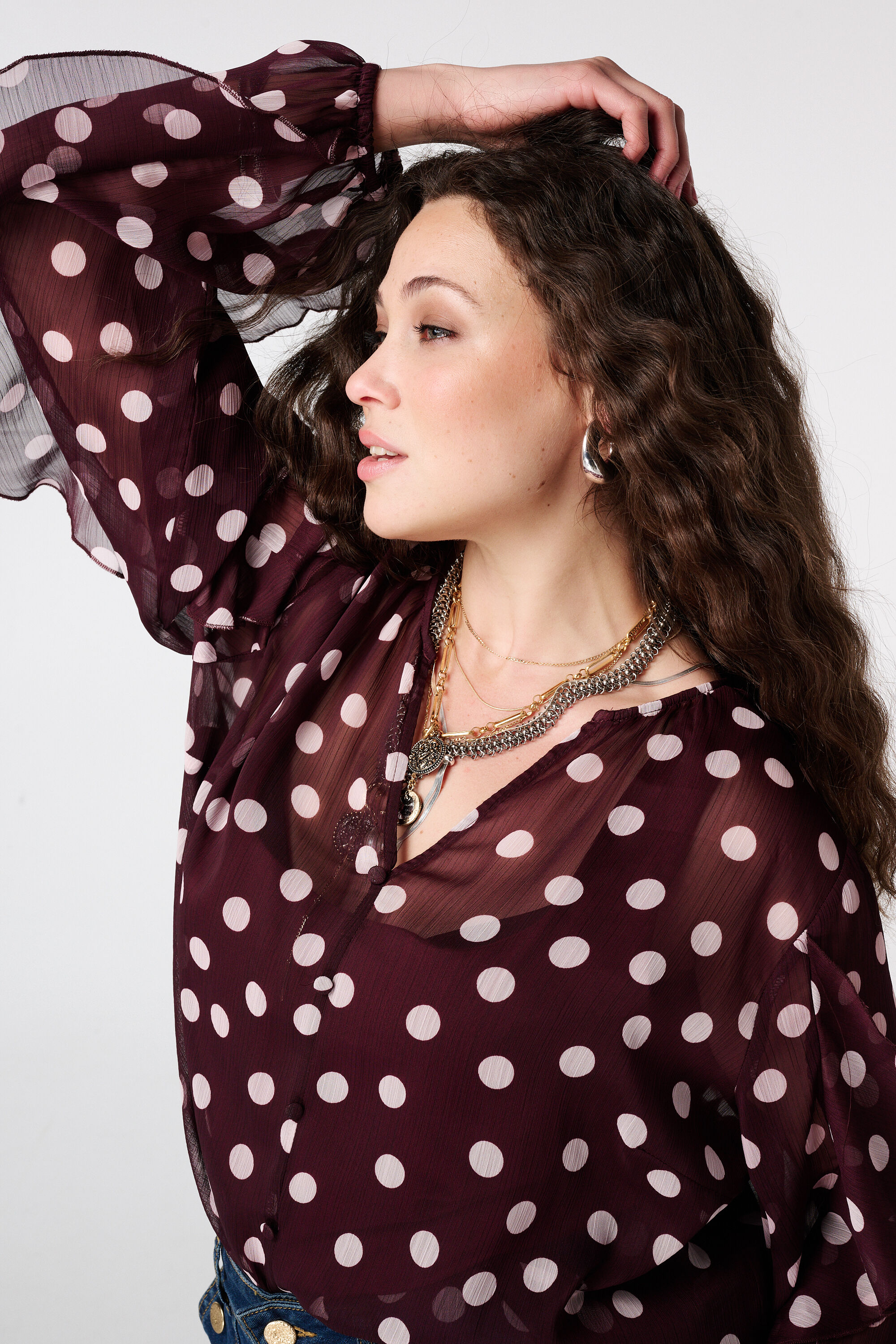 Blouse en mesh avec volants image number 4