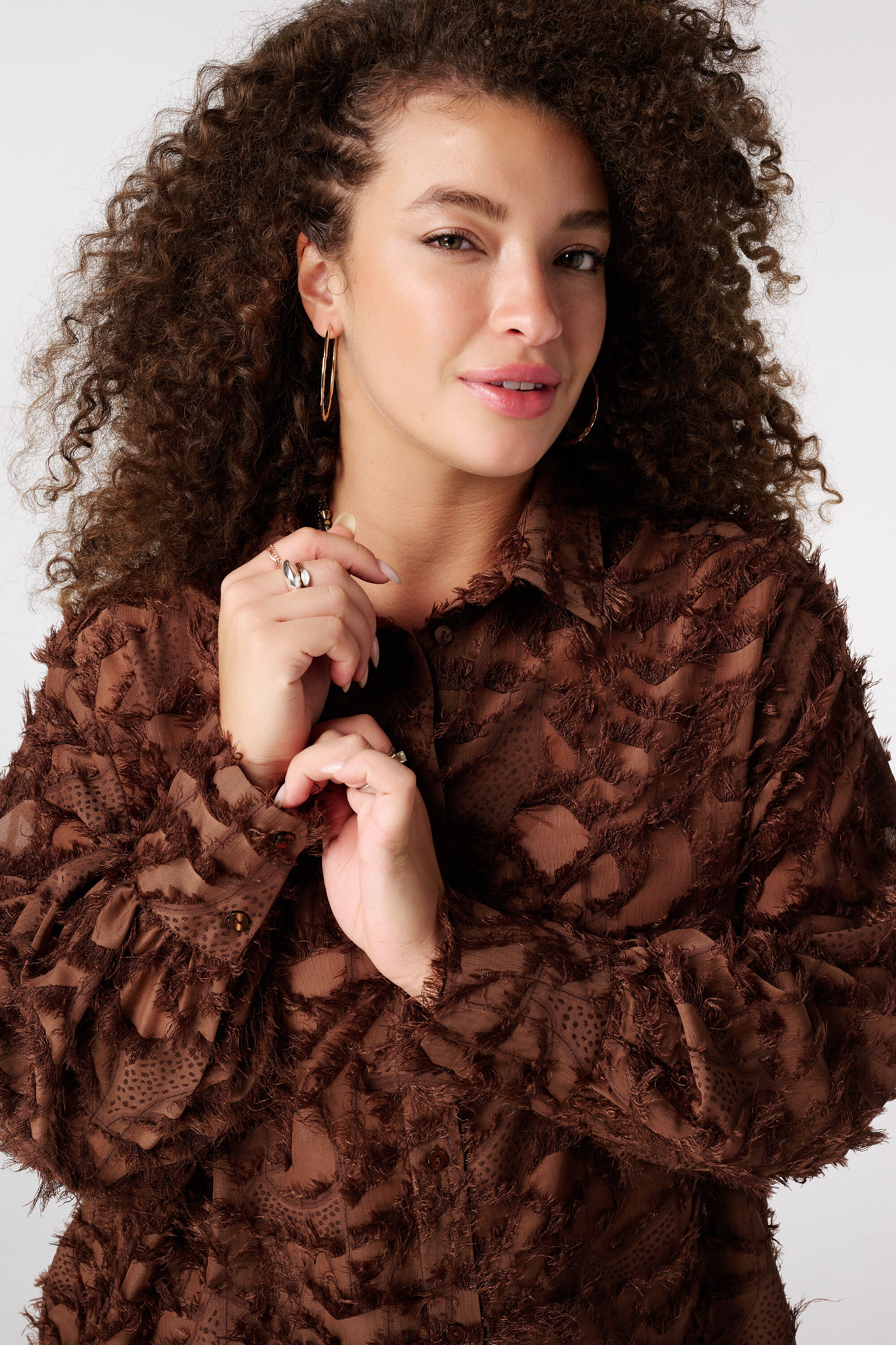 Fluffy blouse met opdruk image number 4