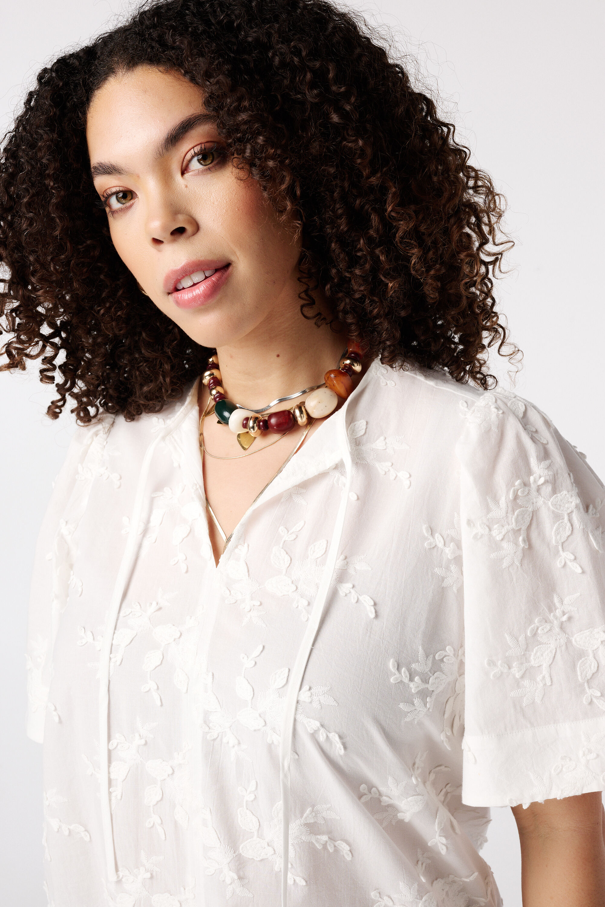 Blouse met korte mouwen image number 4