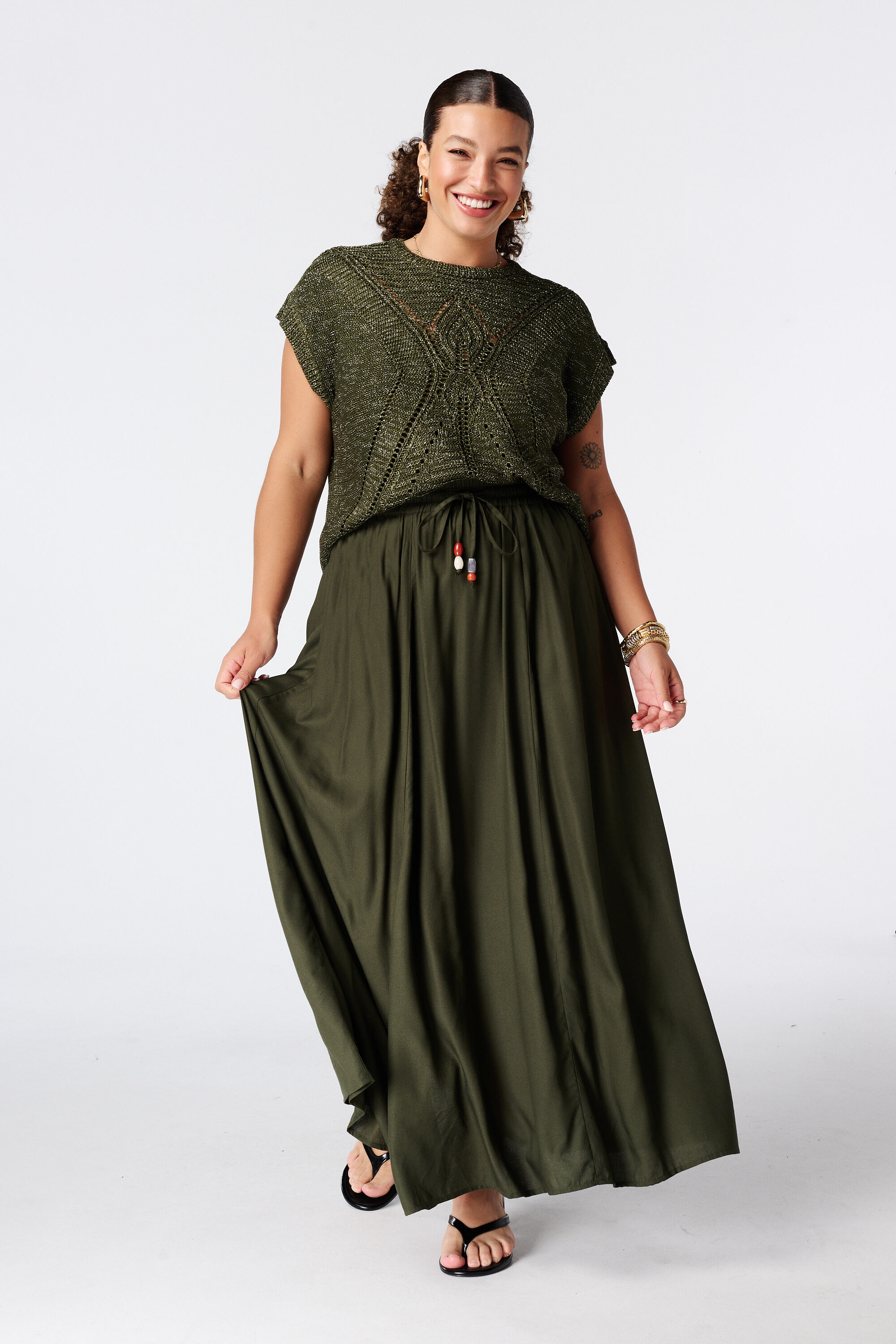 Maxi rok met elastische taille image number 6