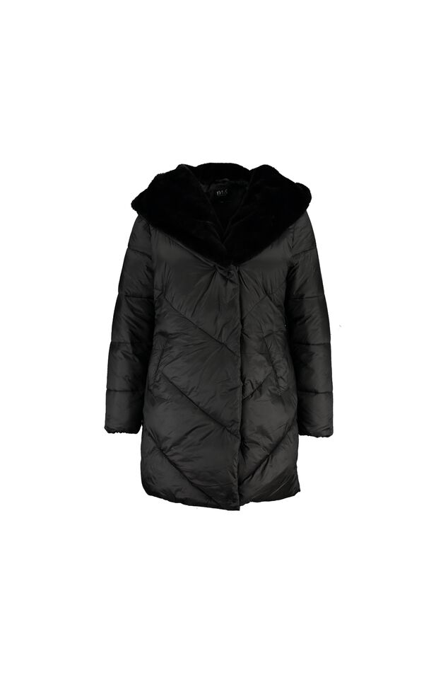 Gewatteerde jas met capuchon image number 1