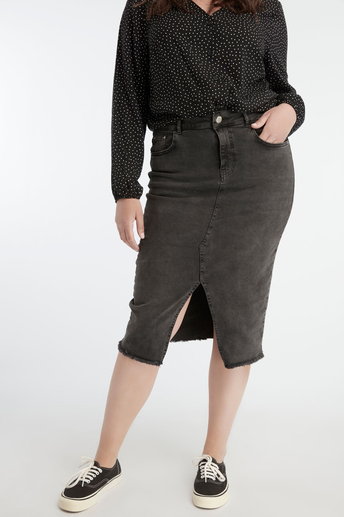 Denim rok met split image number 3