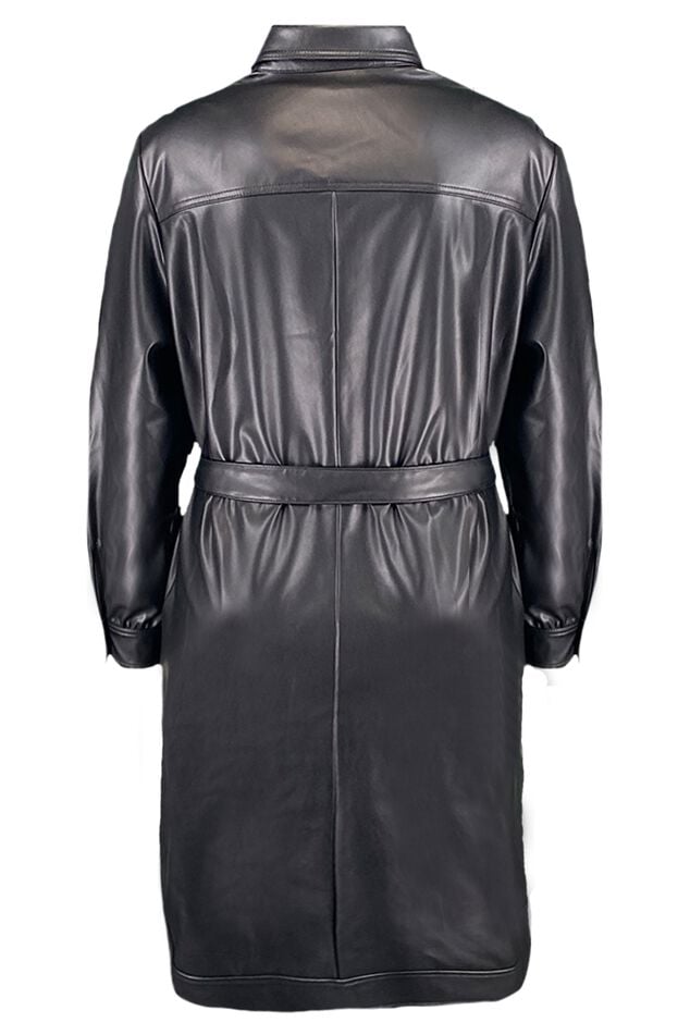 PU jurk met strikceintuur image number 2