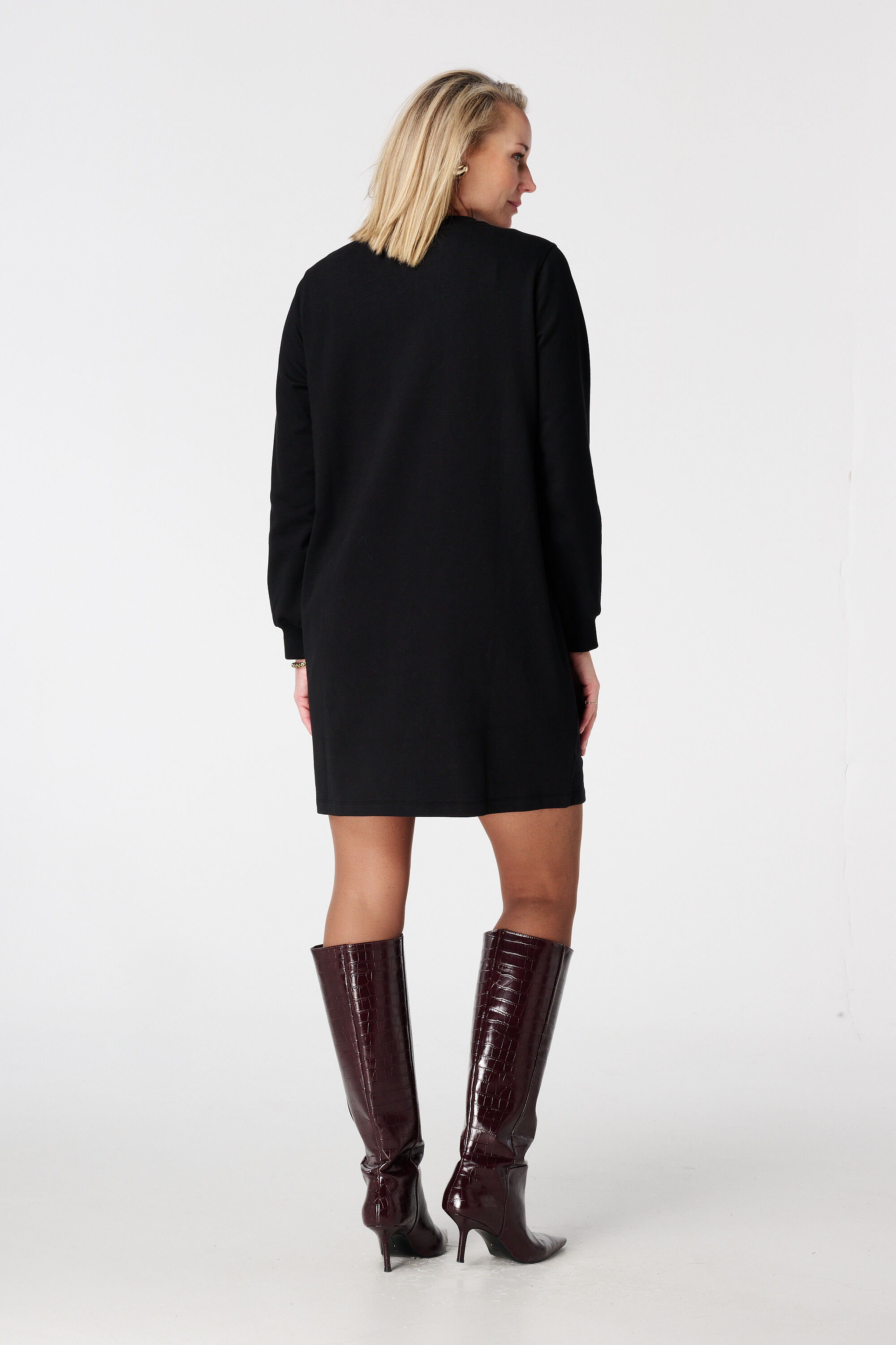 Sweater dress met glitter tekst image number 3