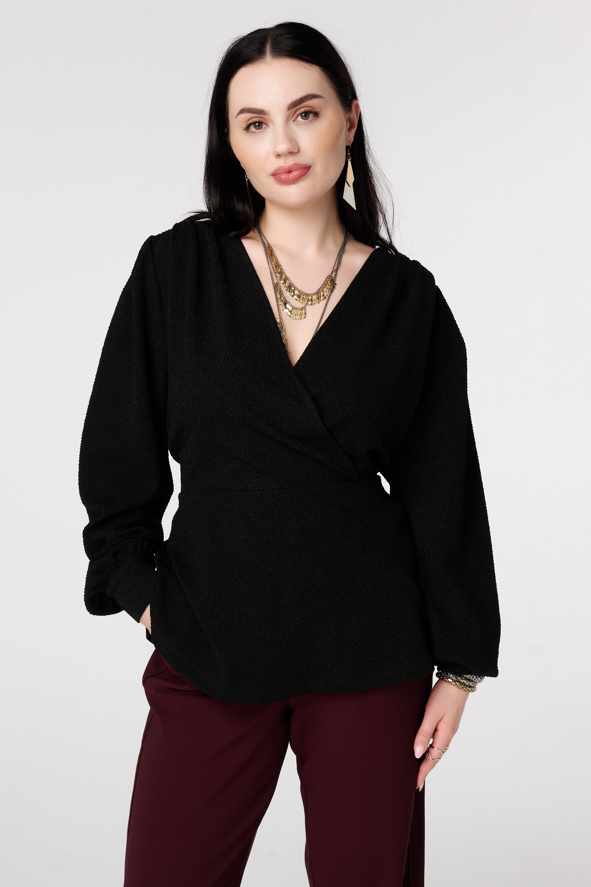 Glitter top met overslag look