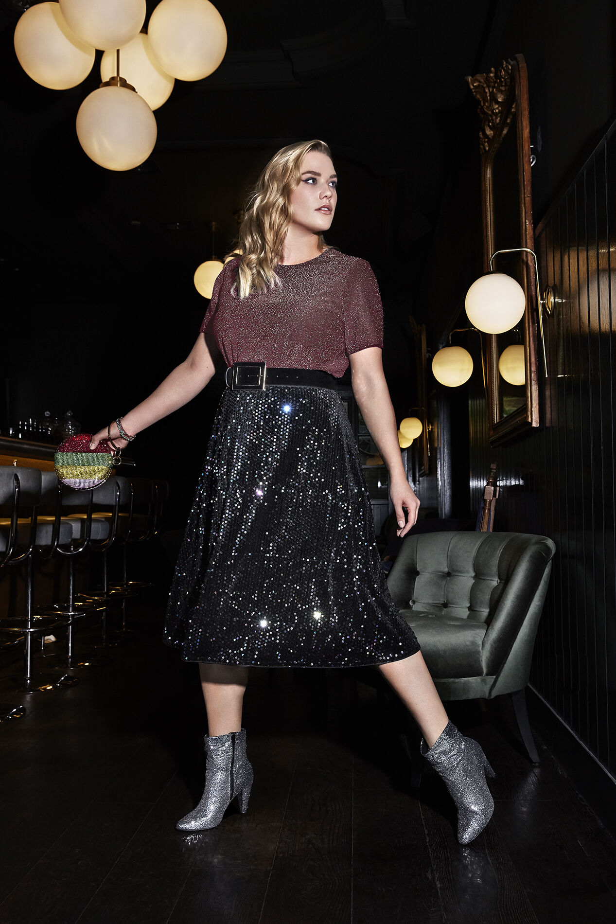 Jupe longue &agrave; paillettes image number 6