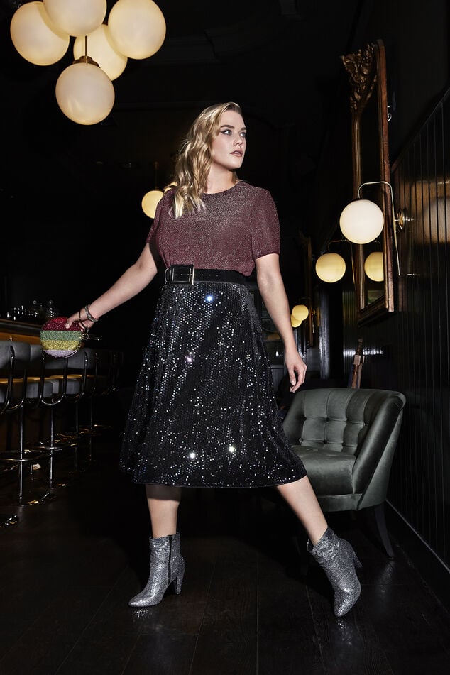 Lange glitter rok met pailletten image number 6