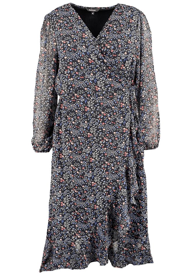 Lange wikkeljurk met bloemenprint image number 1