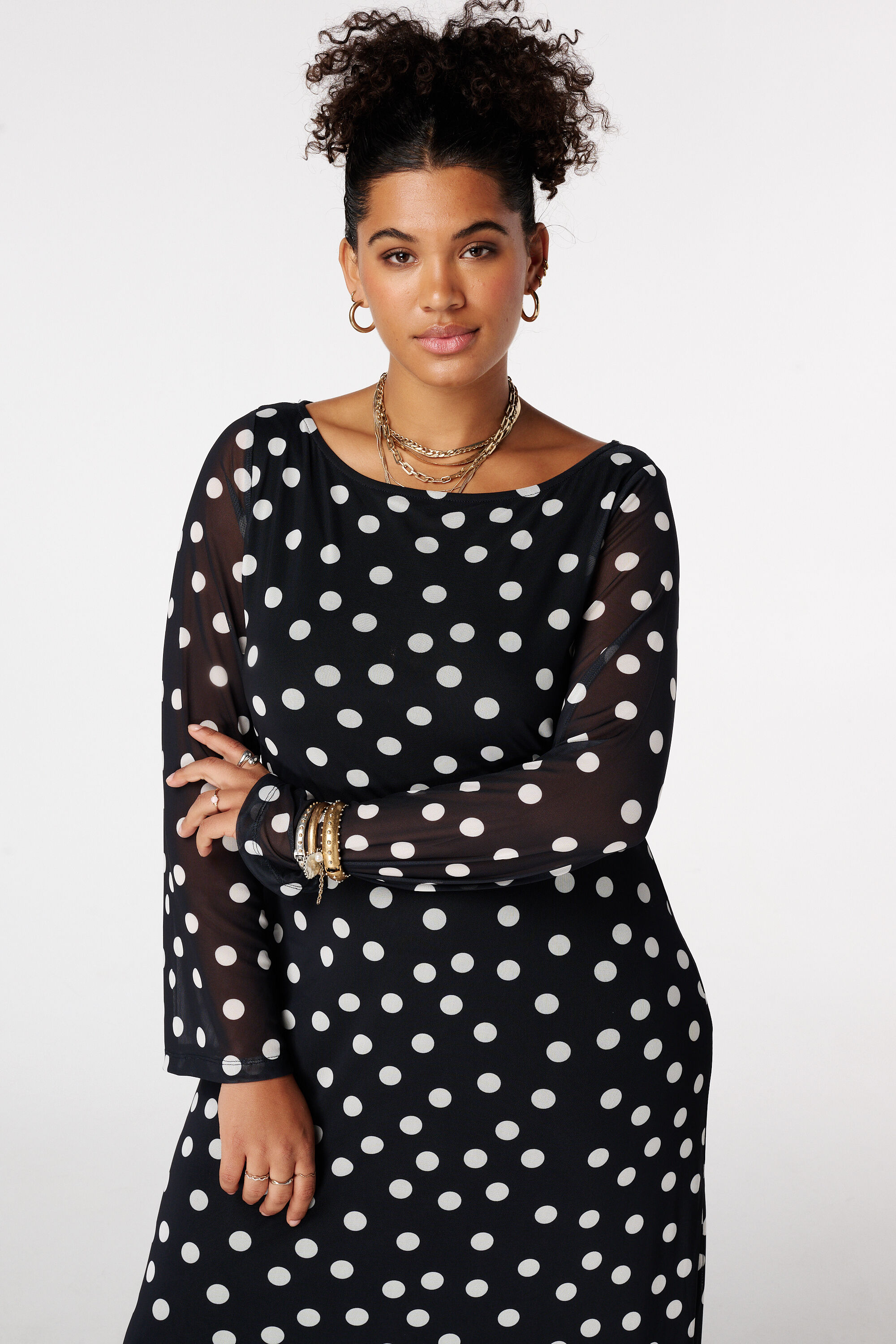 Maxi jurk van mesh image number 5