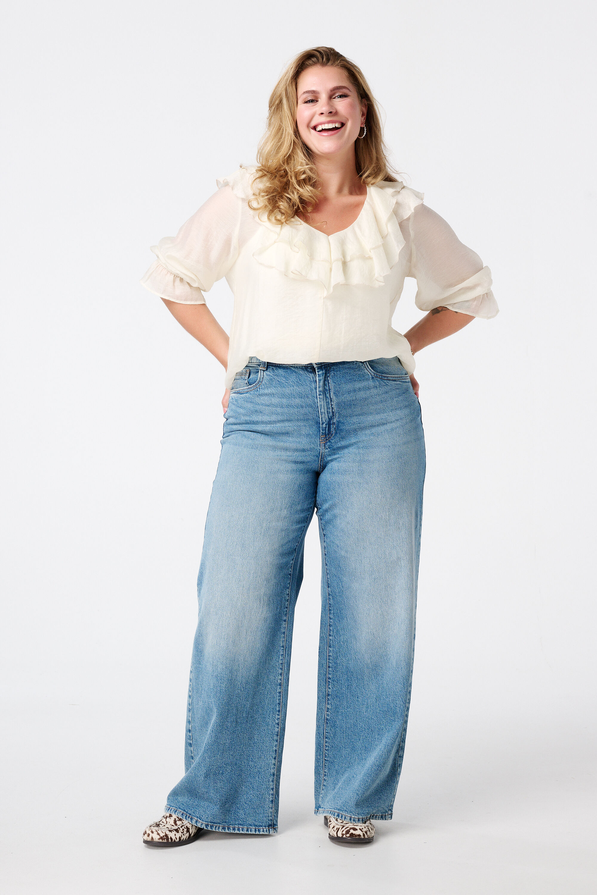 Wide leg jeans met hoge taille