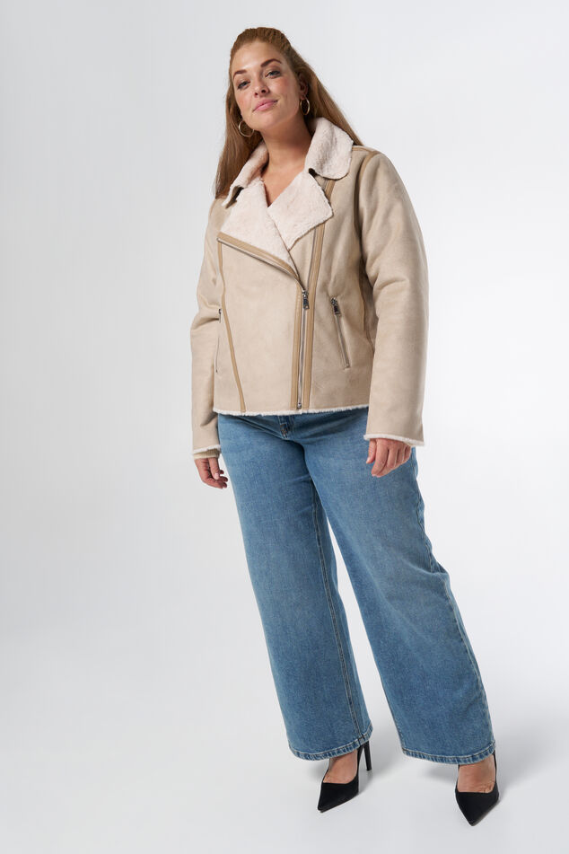 Suede look biker jas image number 5