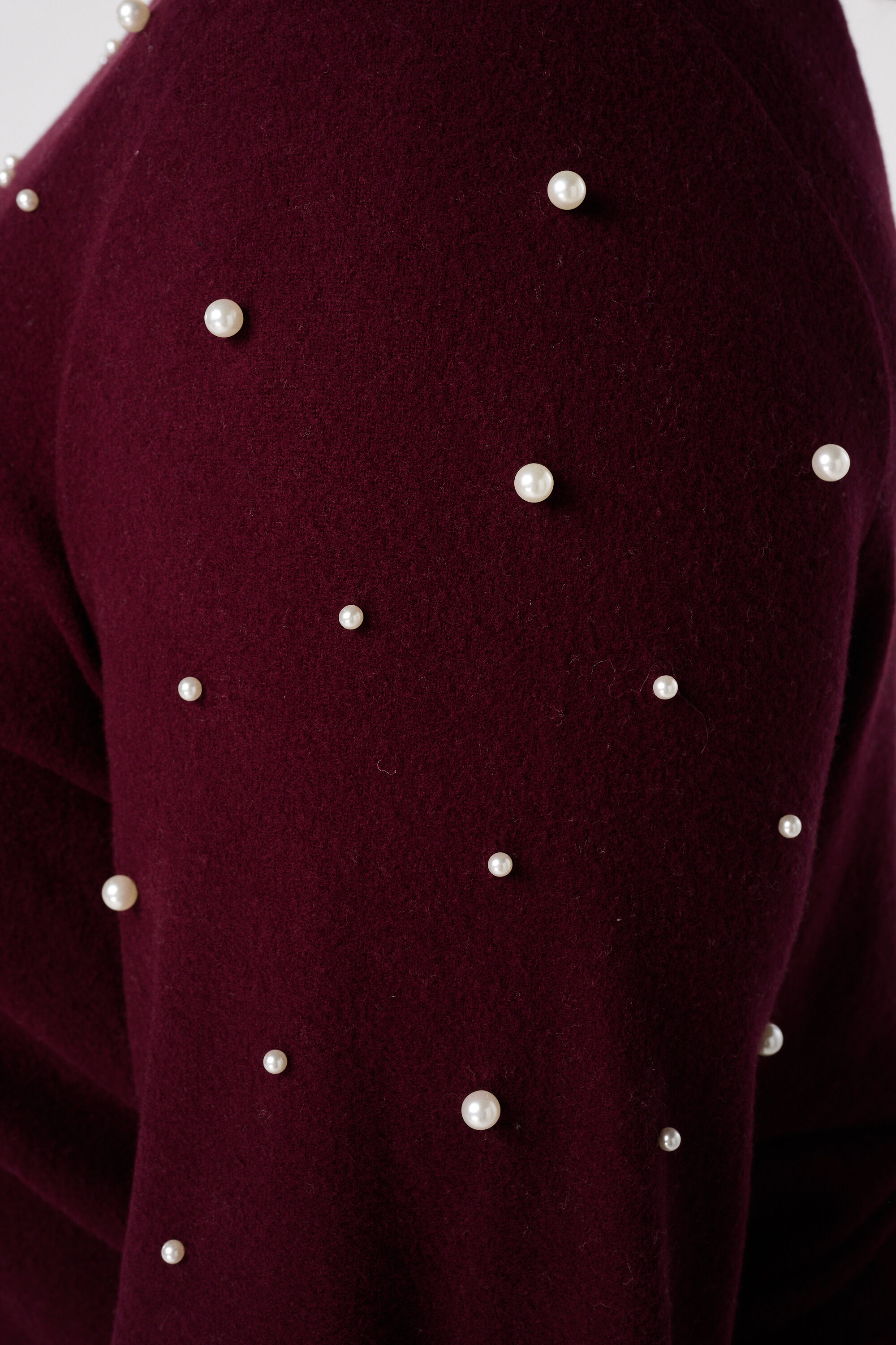 Brushed trui met parel opdruk image number 6