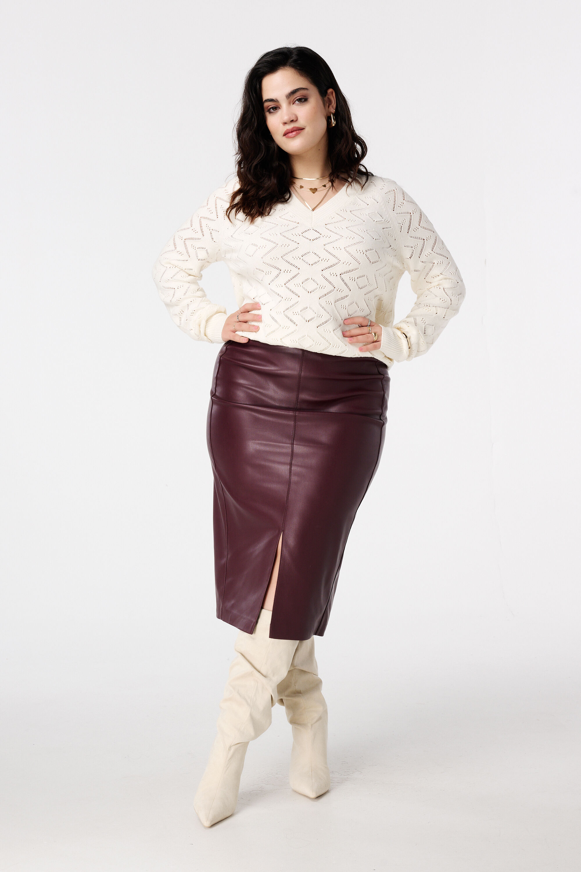 Midi rok van PU leerlook