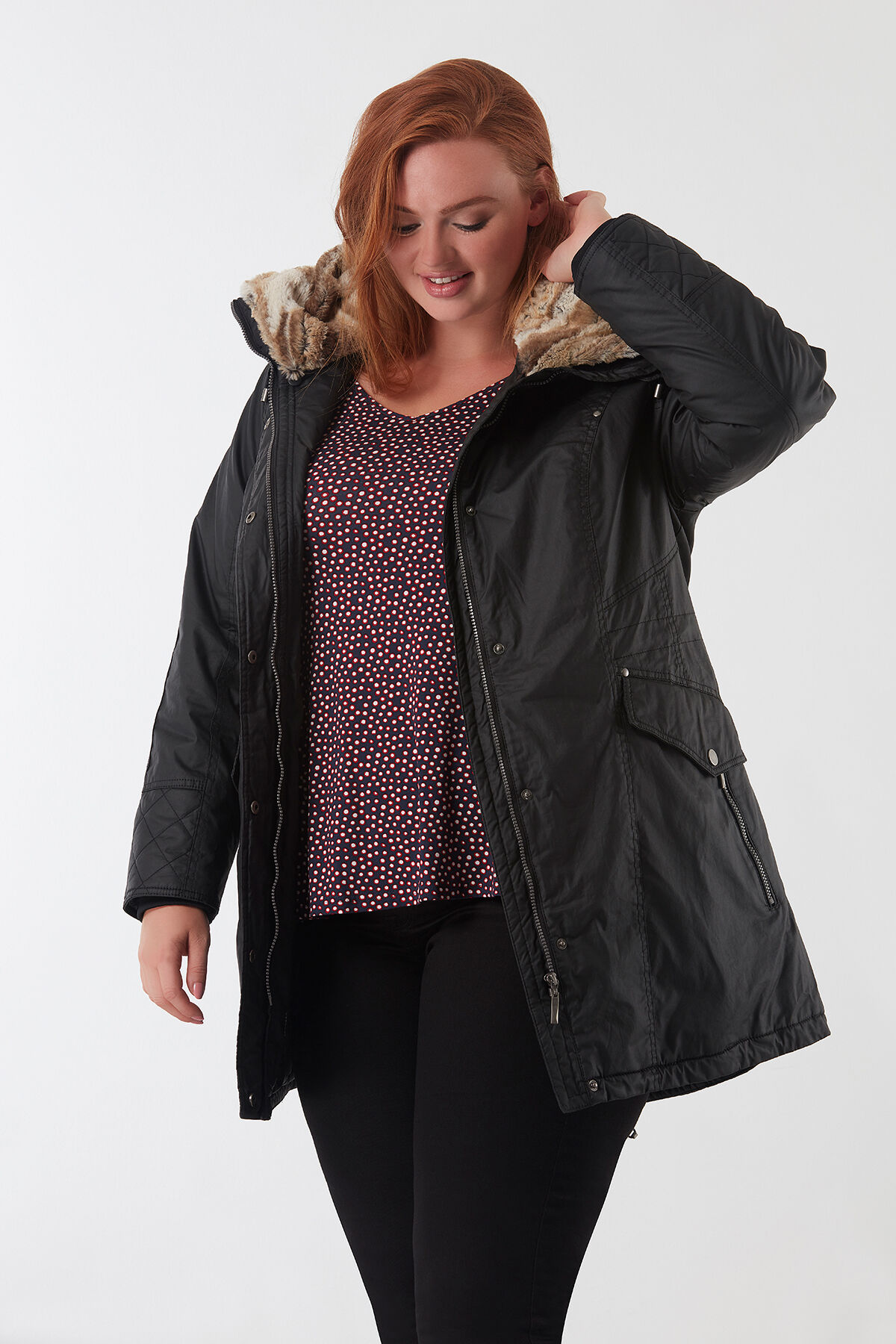 Gewatteerde jas met coating image number 4