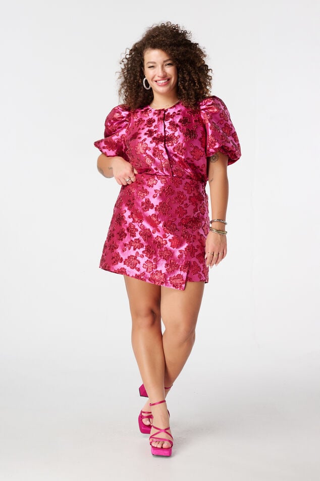 Glitter jacquard rokje met overslag look image number 0