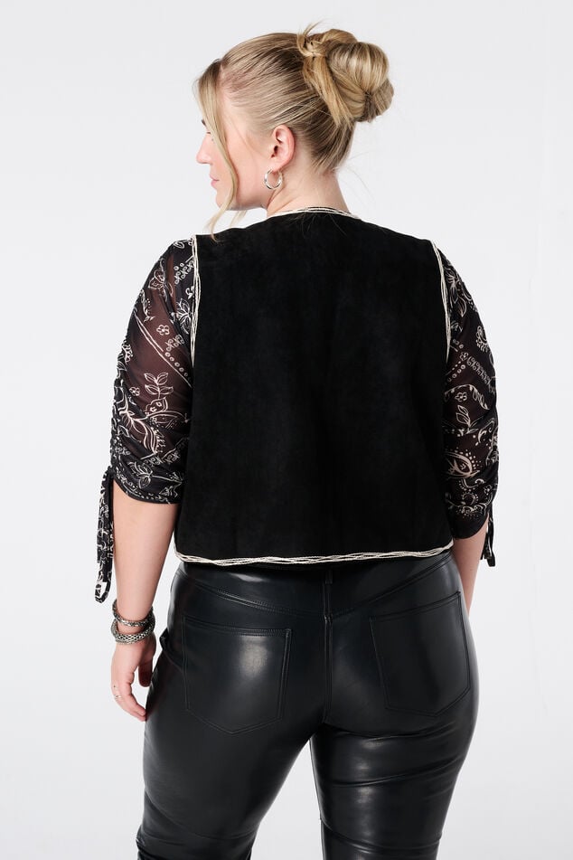 Gilet in suède look met broderie image number 3