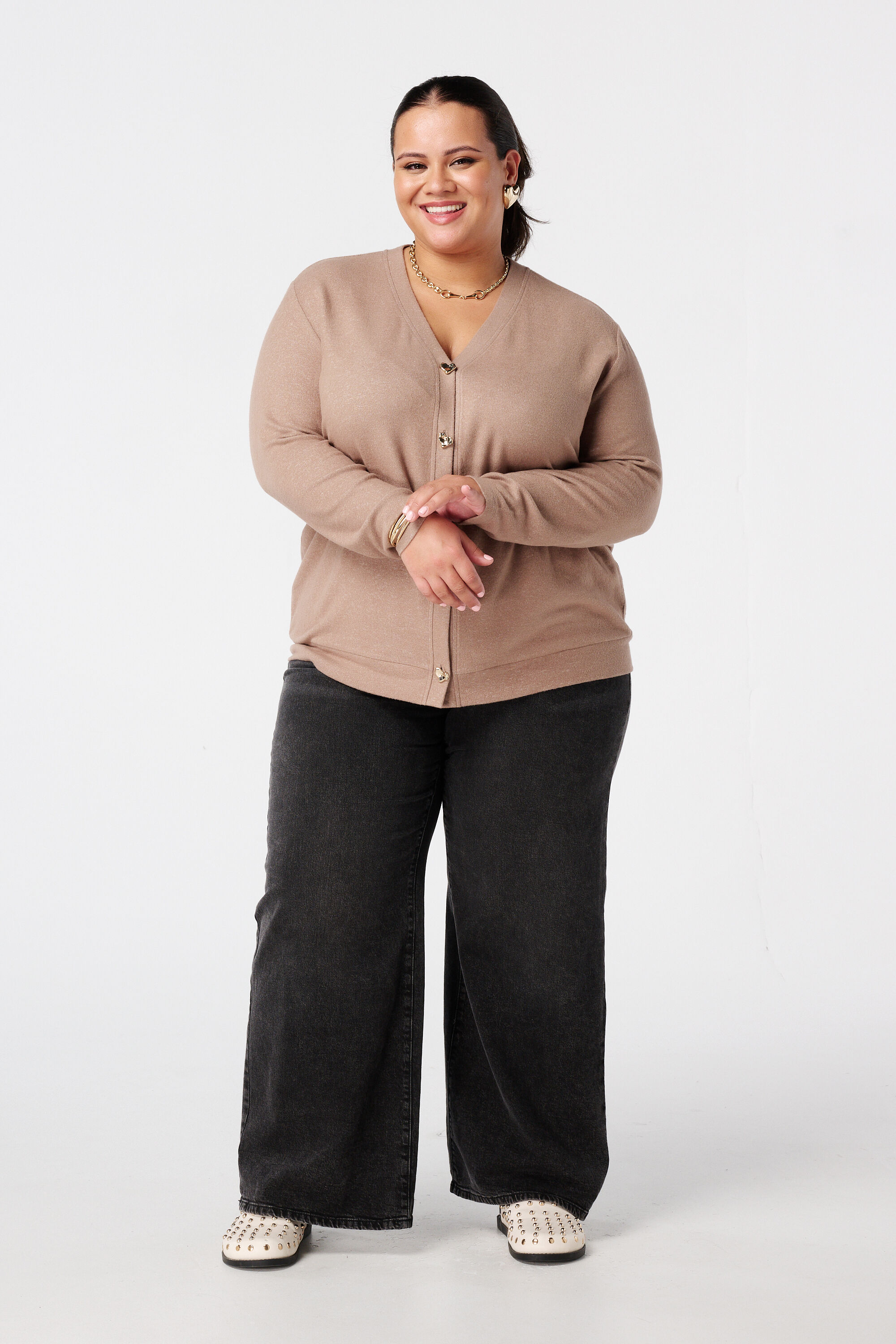 Cardigan avec boutons en forme de c&oelig;ur dor&eacute;s image number 5