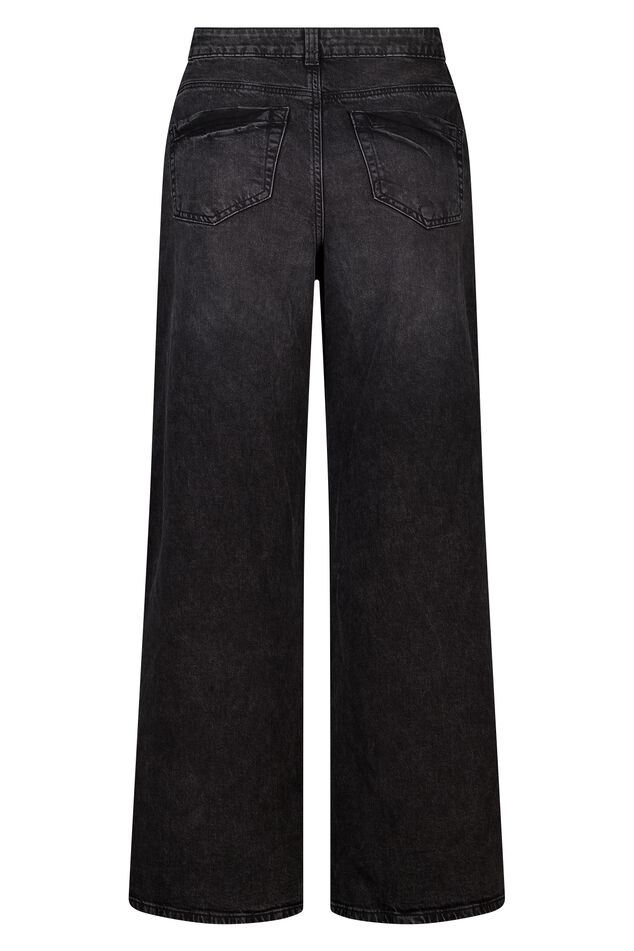 Wide leg jeans met hoge taille image number 2