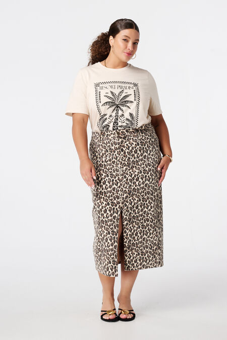 Denim rok met panterprint Denim rok met panterprint