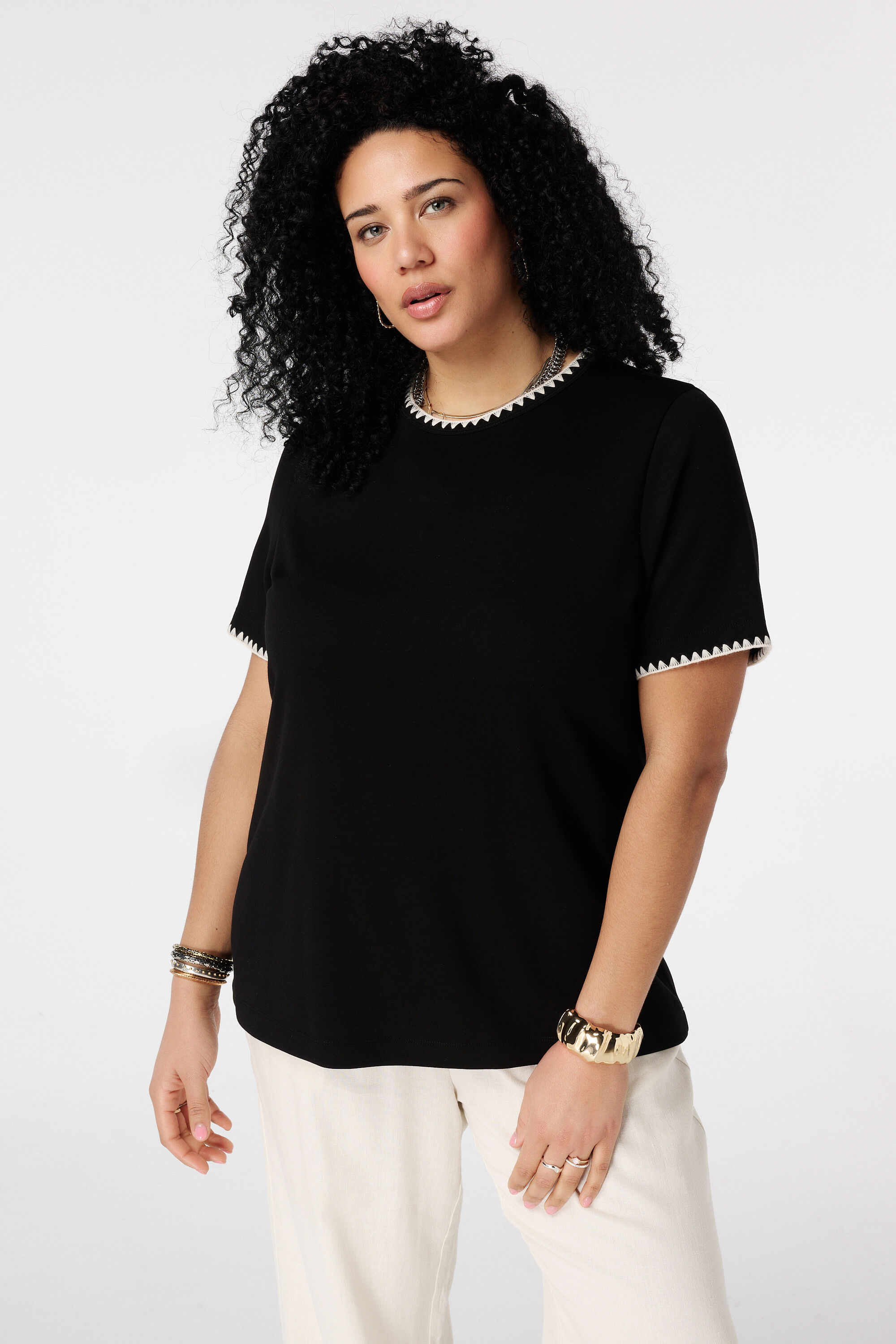 T-shirt met sierranden