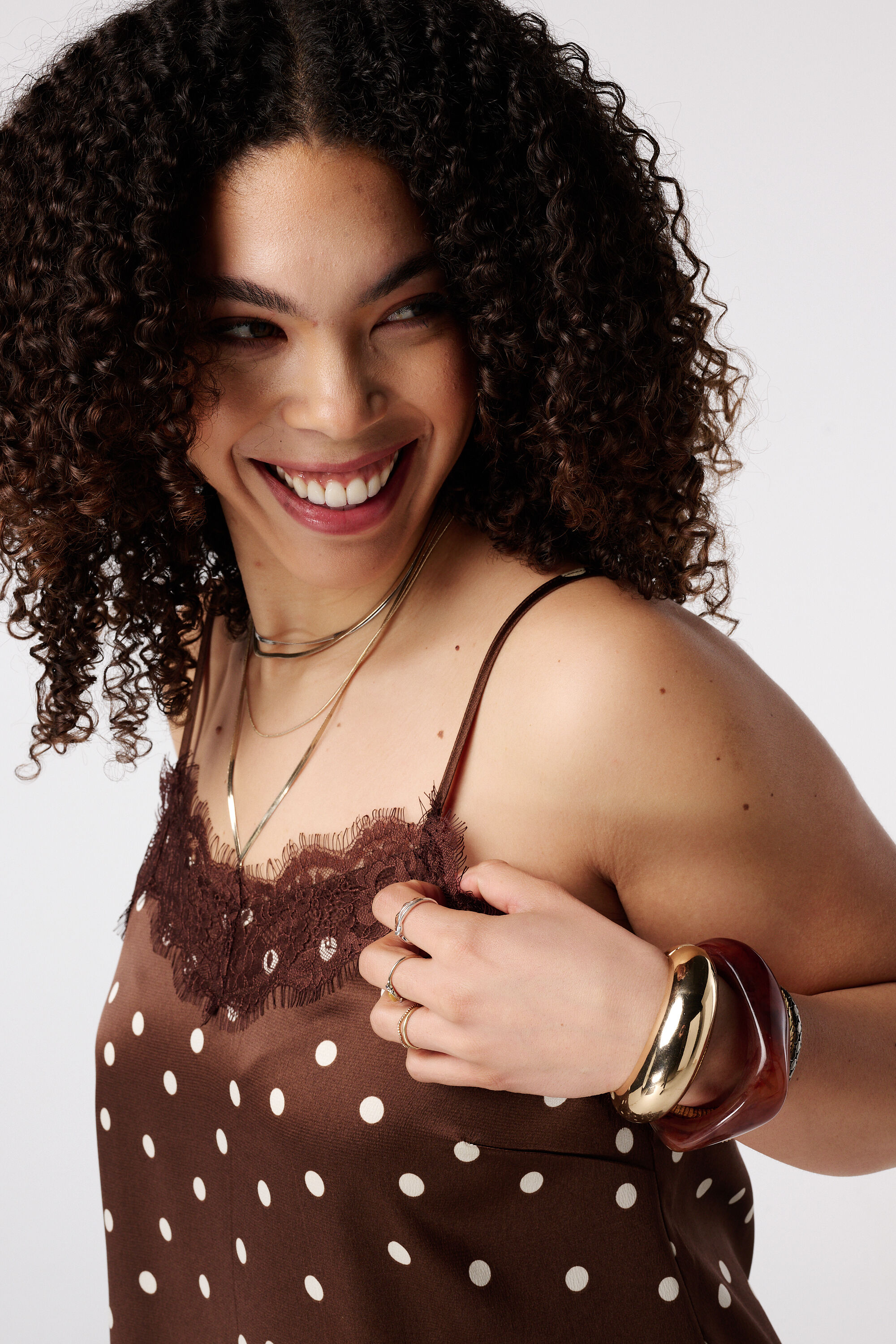 Polka dot blouse met kant image number 4