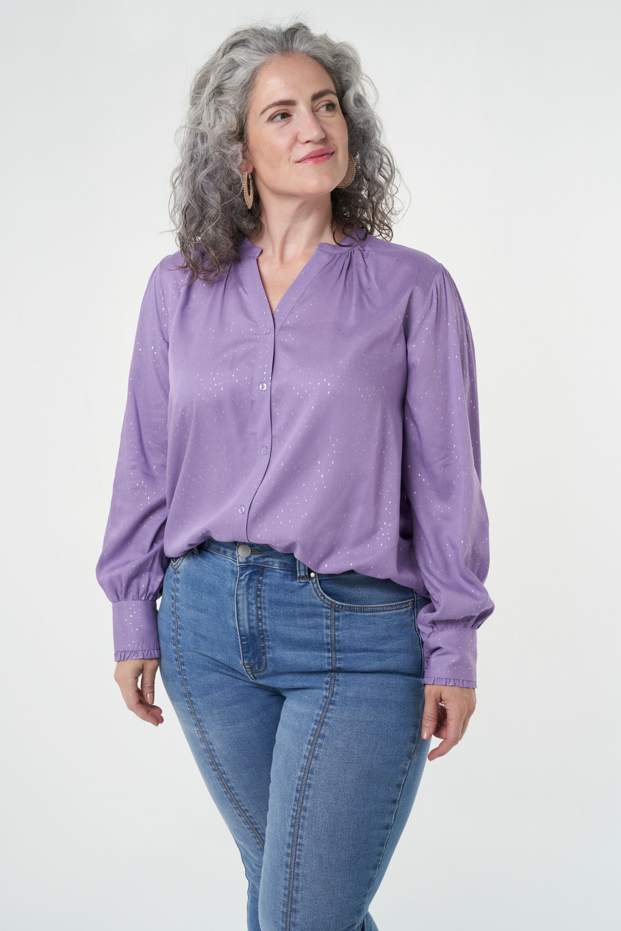 Femmes Chemisier lilas aux d tails argent s MS Mode