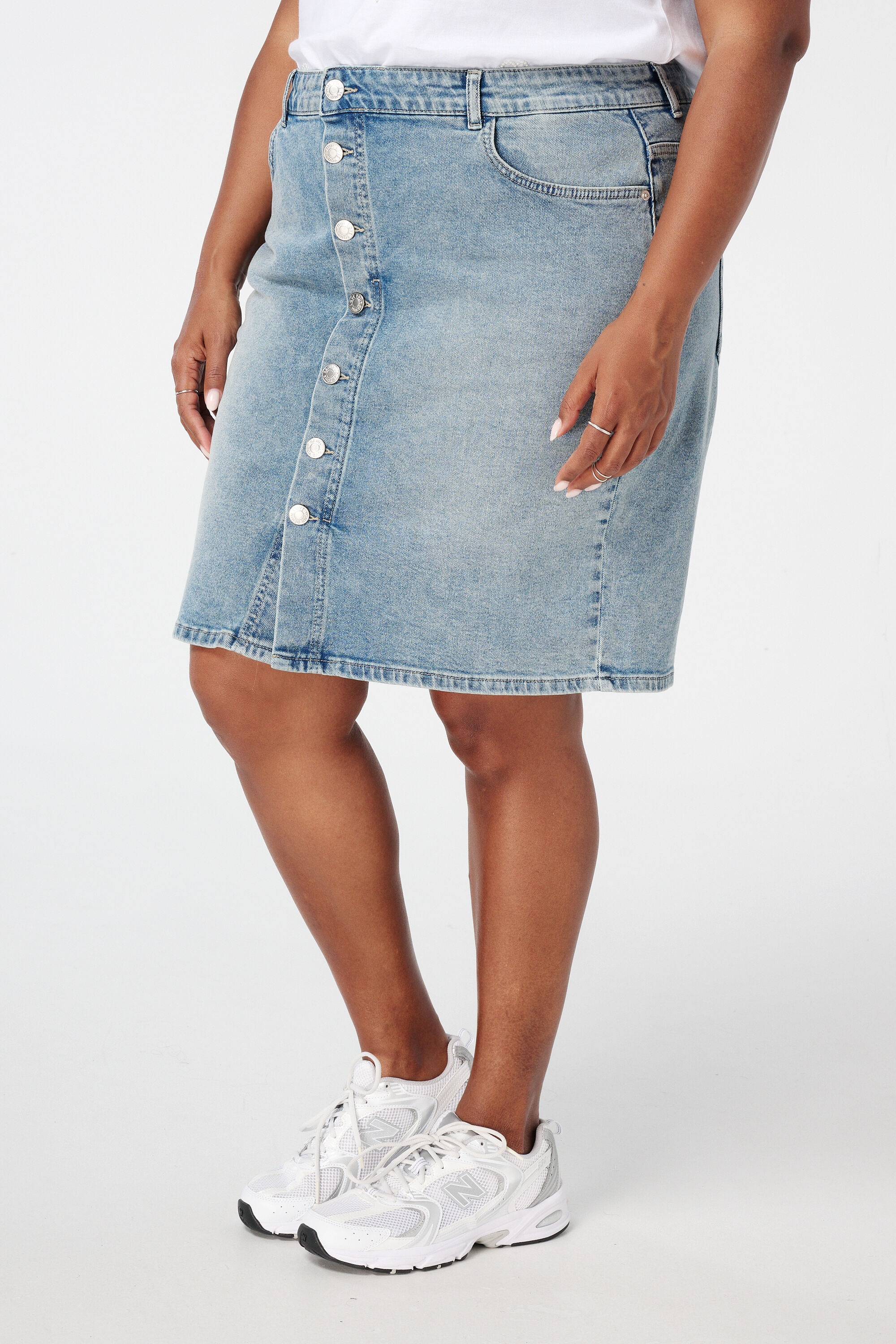 Denim rok met knoopsluiting image number 5