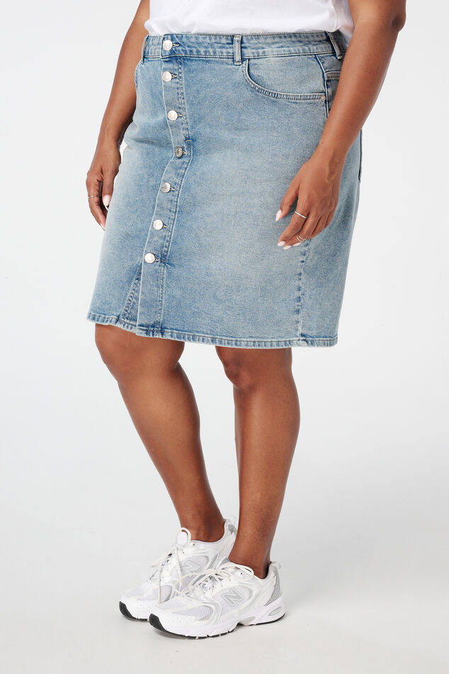 Denim rok met knoopsluiting image number 5