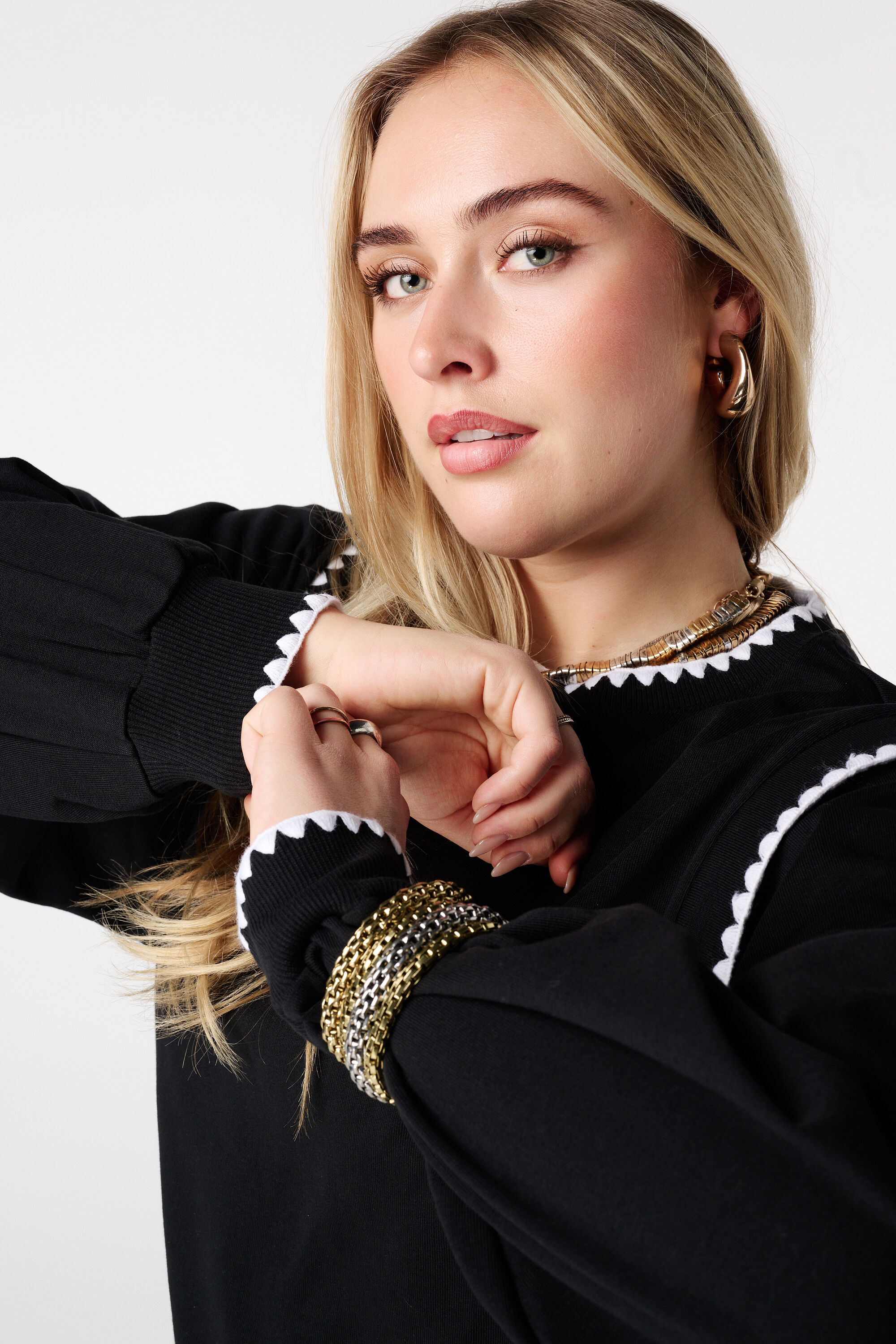 Trui met contrastboorden image number 4