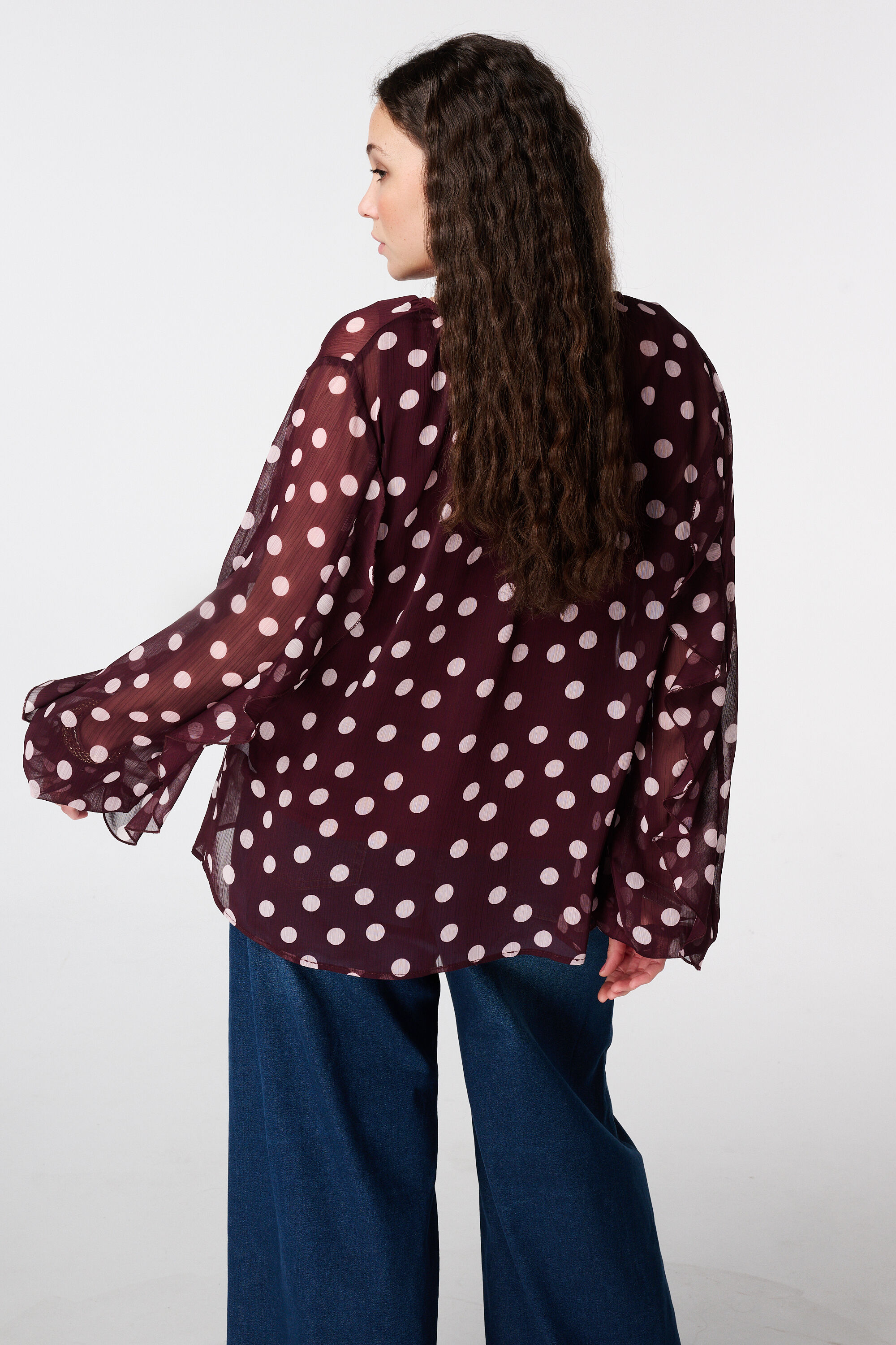 Blouse en mesh avec volants image number 3