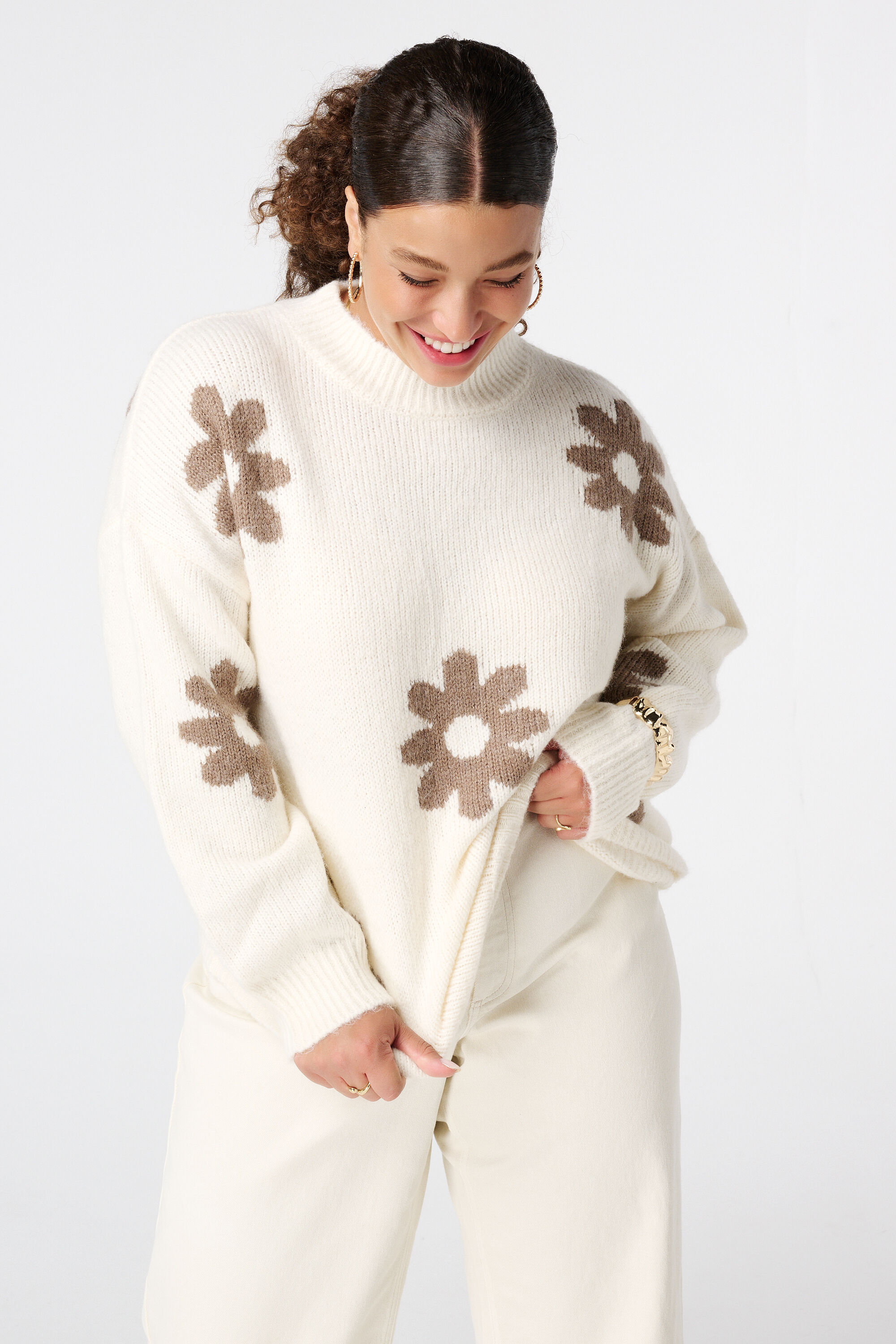 Trui met bloemen print