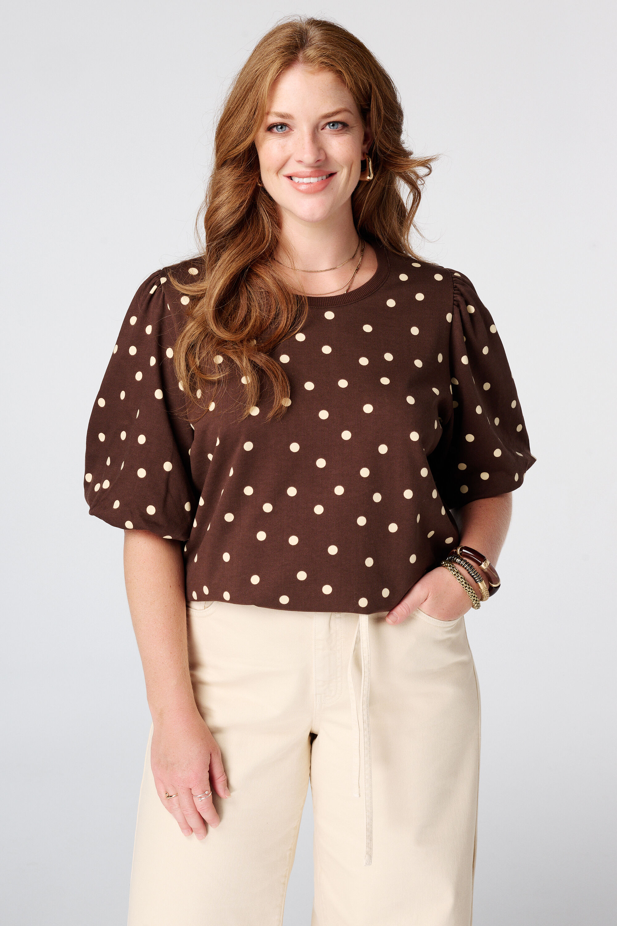 Sweat top met polka dot image number 0