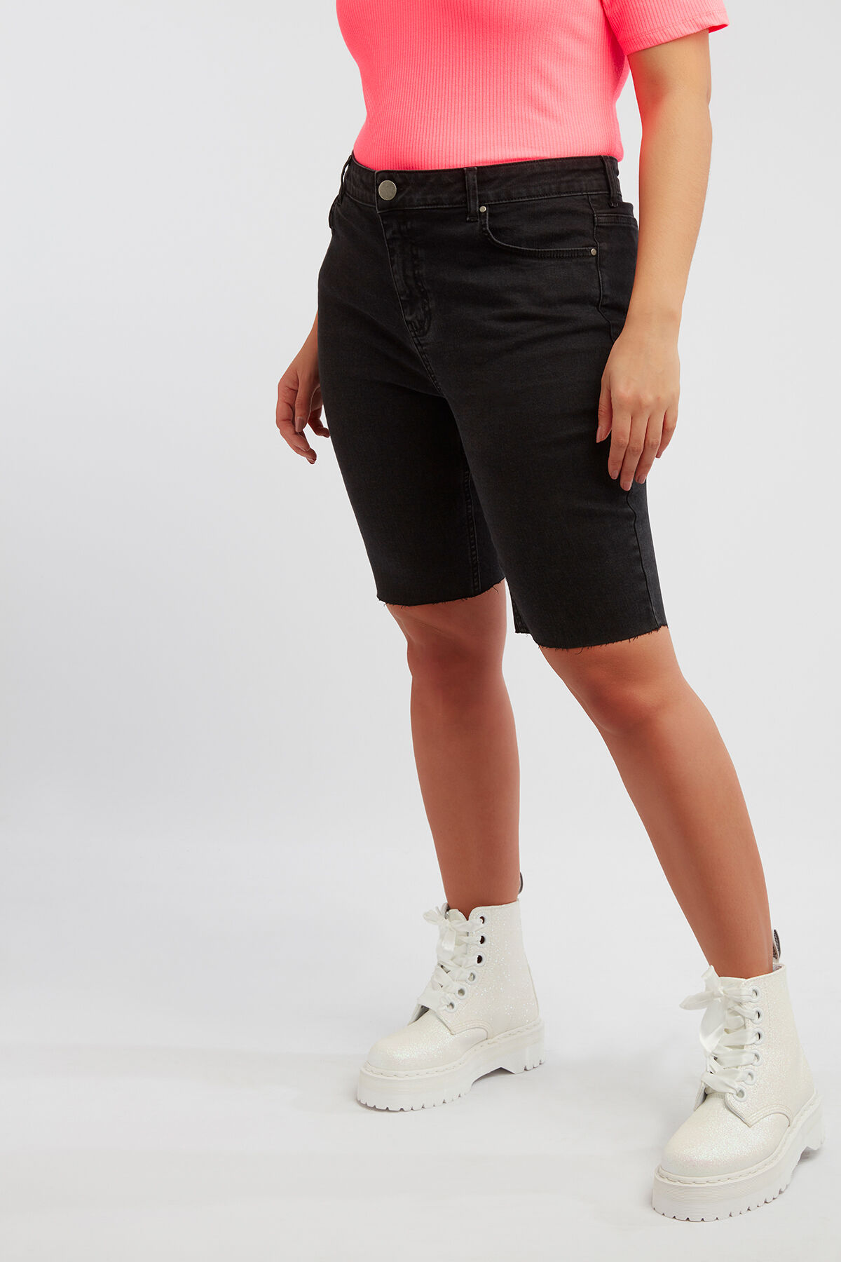 Denim biker short  image number 3