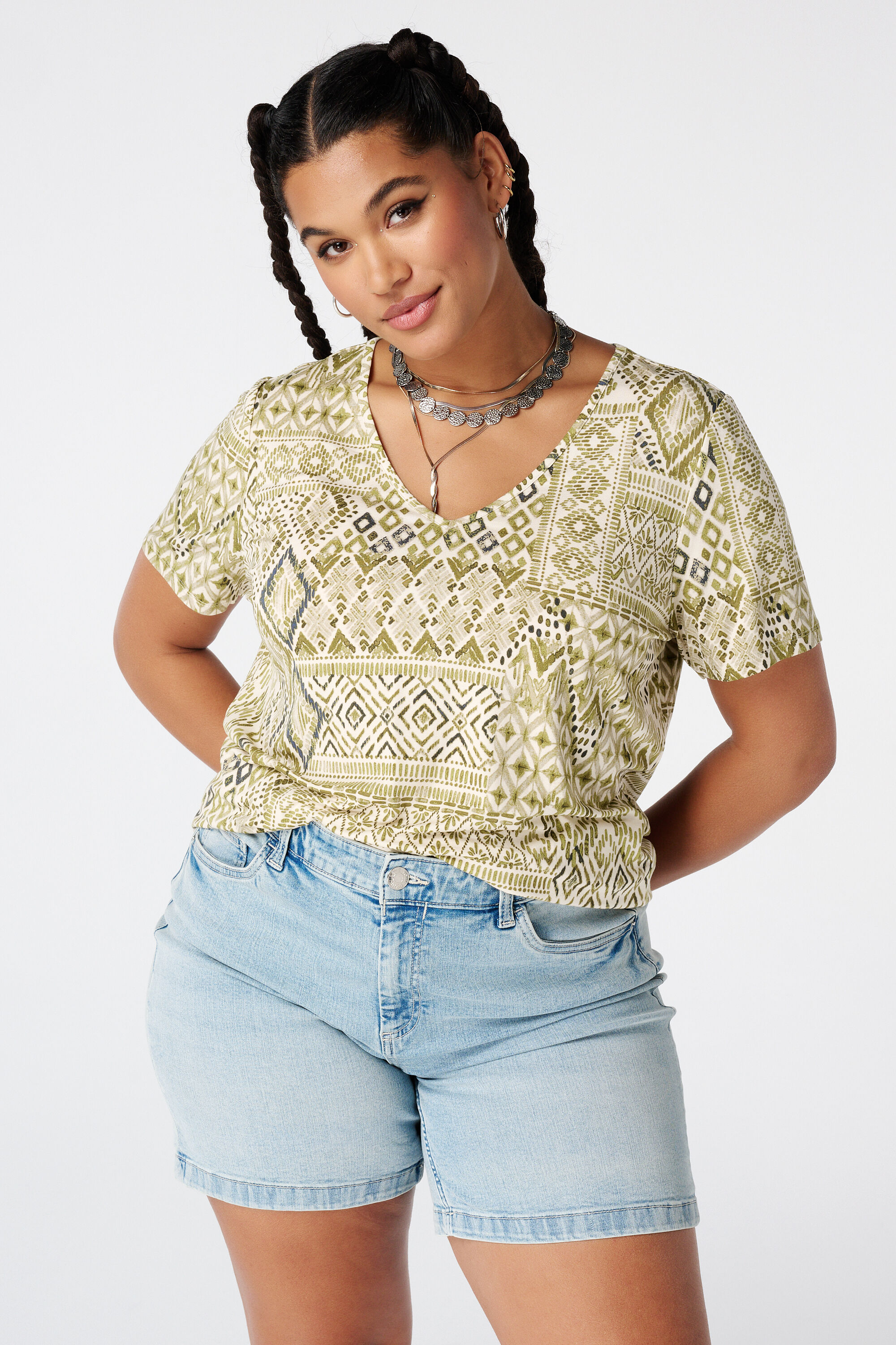 Top met print en V hals