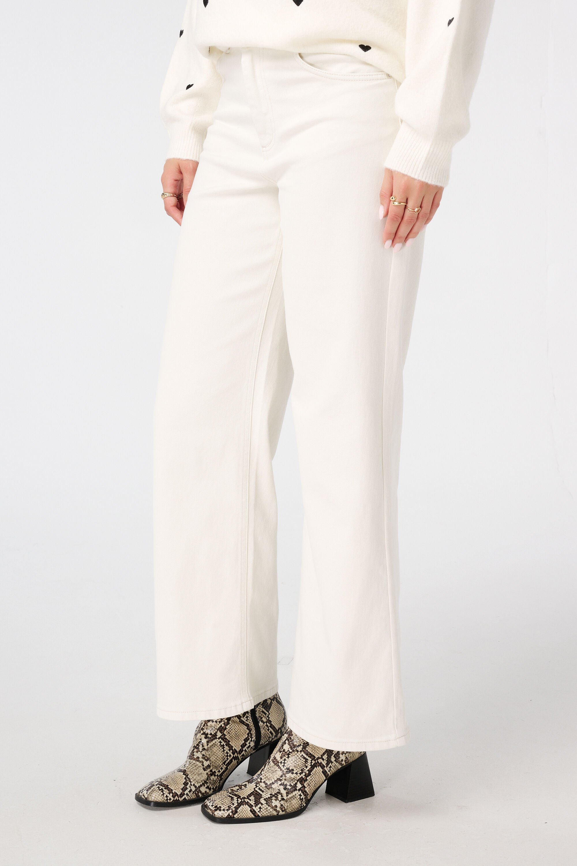 Wide leg jeans met hoge taille image number 5