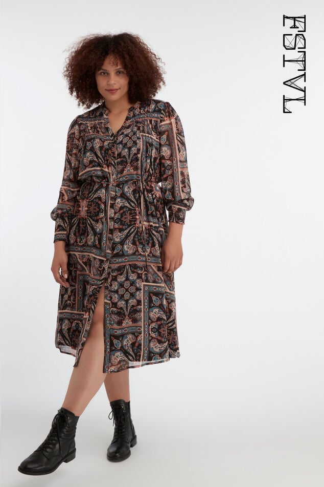 Midi jurk met paisley print image number 0