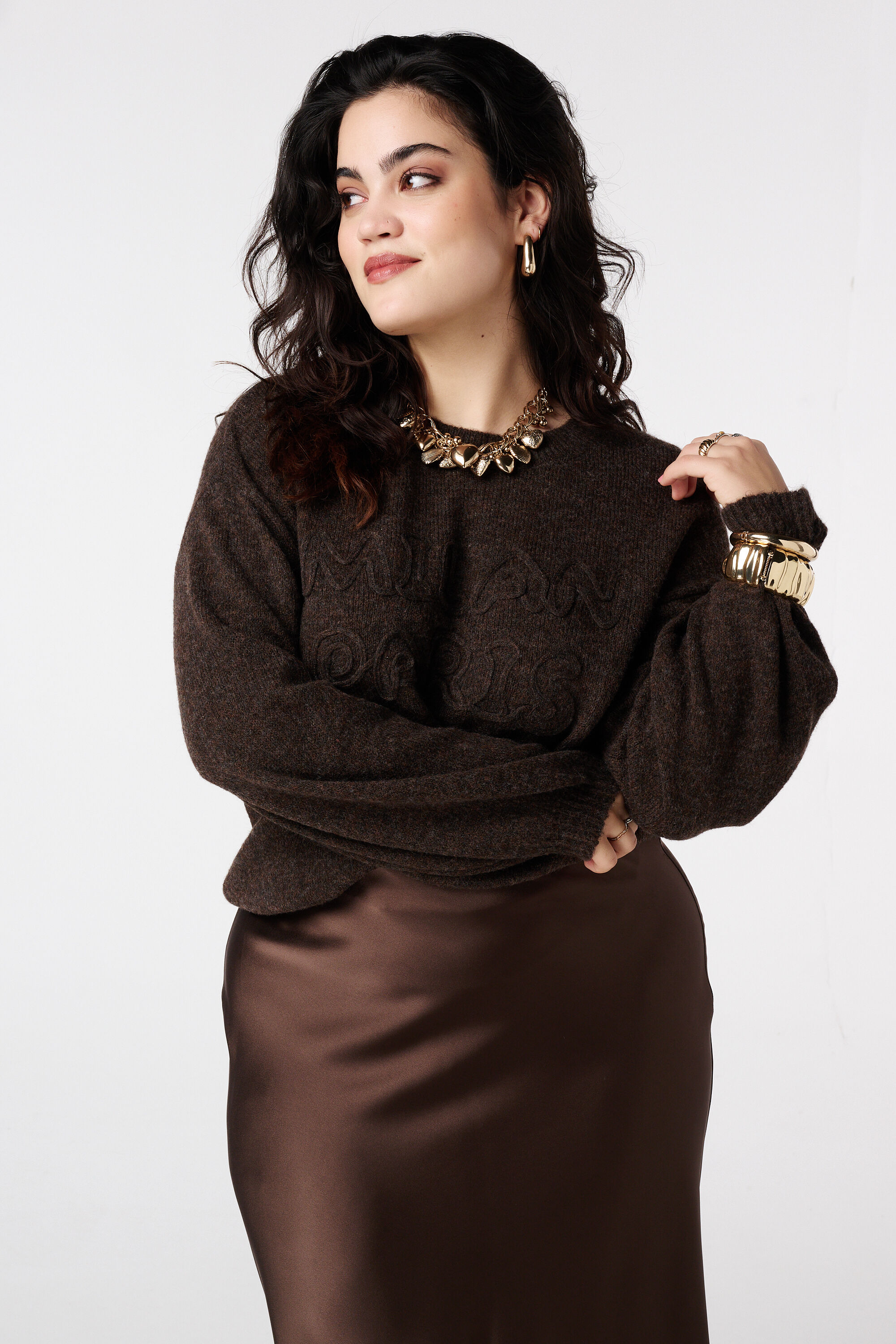 Gebreide trui met opdruk