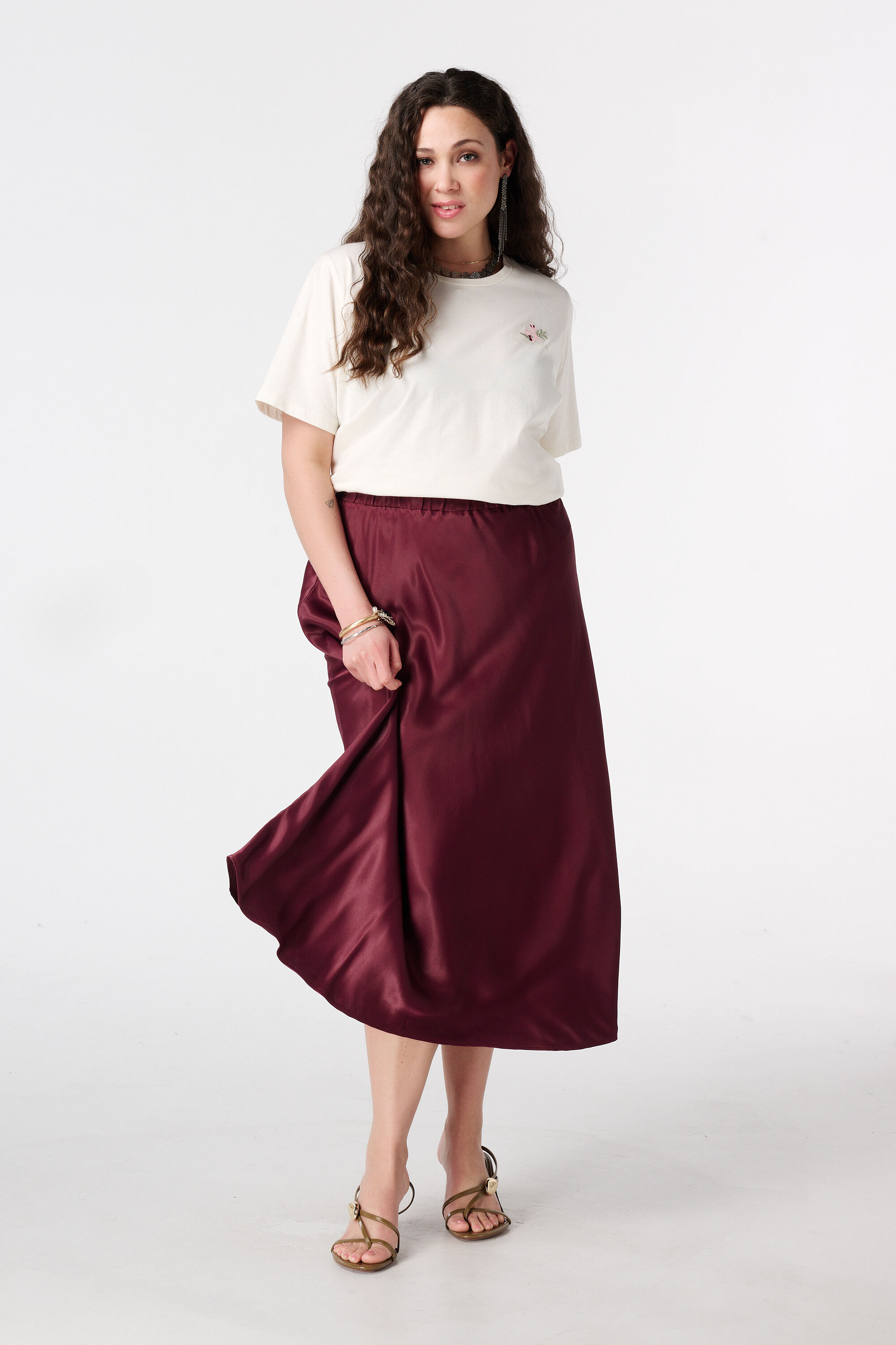 Midi rok van satijn image number 6