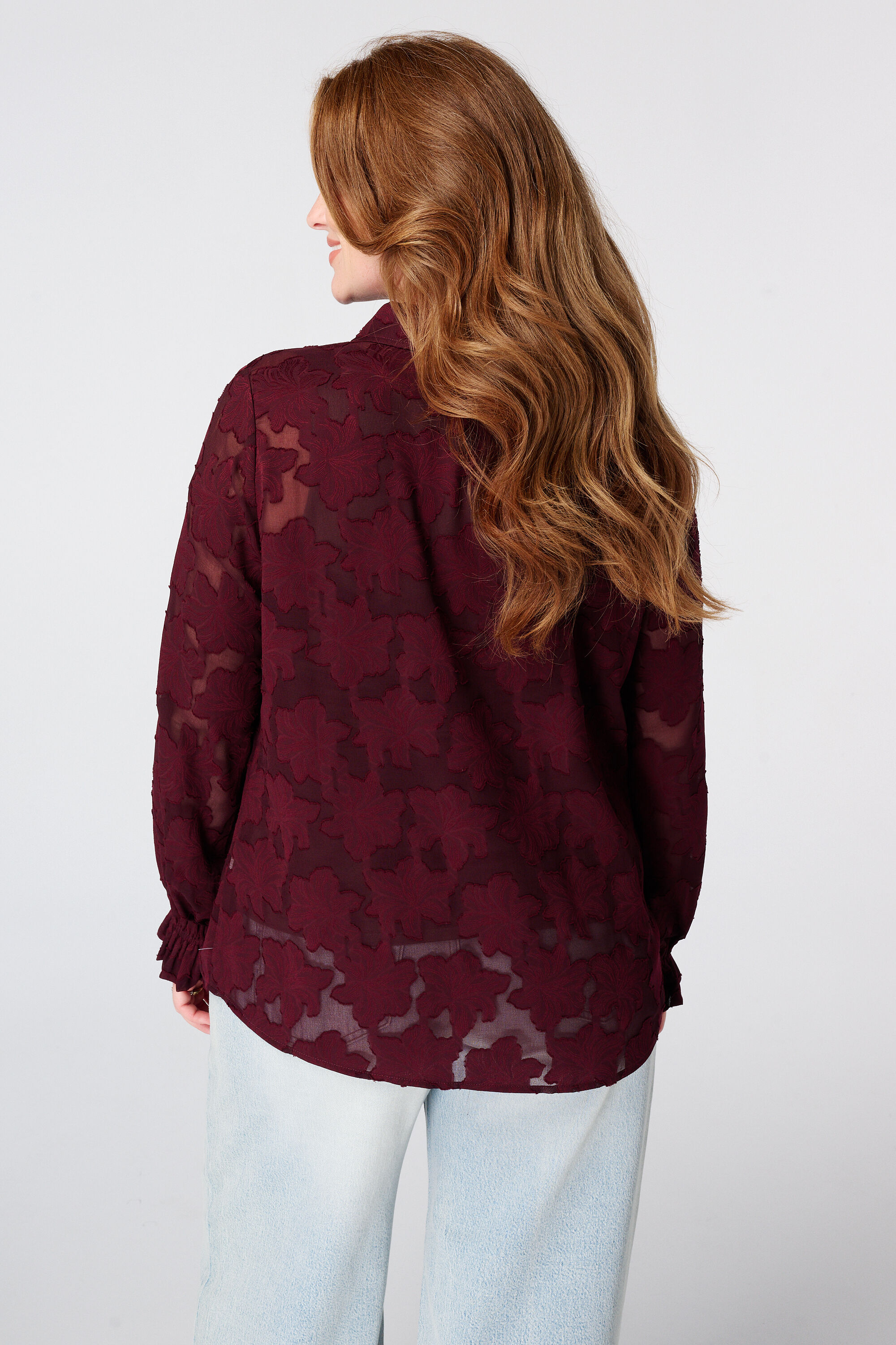 Sheer blouse met bloemen structuur image number 3