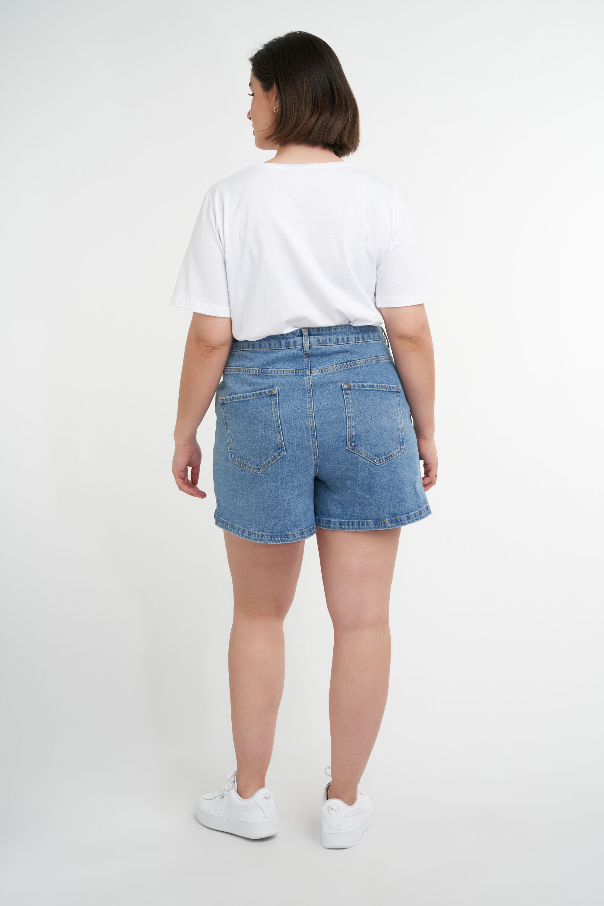 Denim short met overslag image number 5
