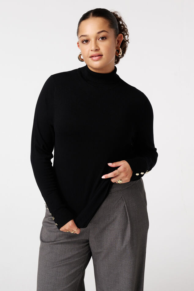 Trui met turtle neck en sierknopen image number 0