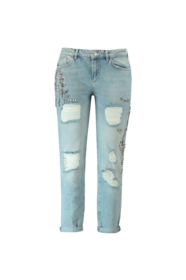 Boyfriend jeans met strass image number 1