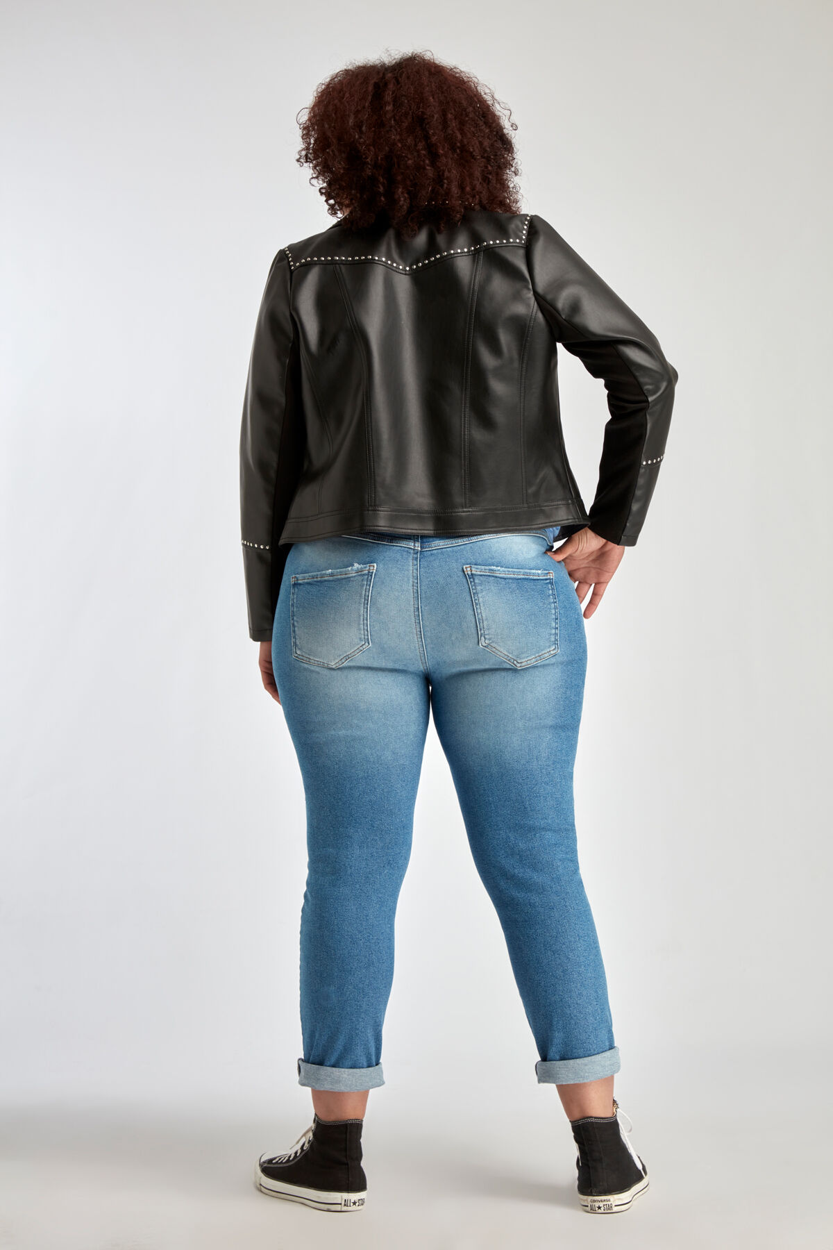 Imitatieleren jasje met studs image number 3