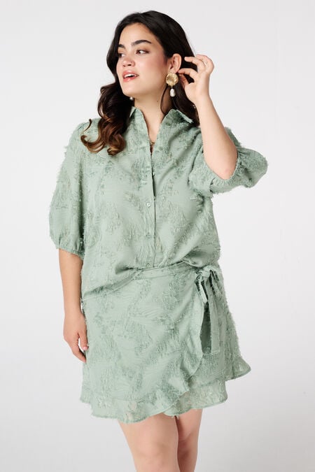 Blouse met structuur en ballonmouwen Blouse met structuur en ballonmouwen